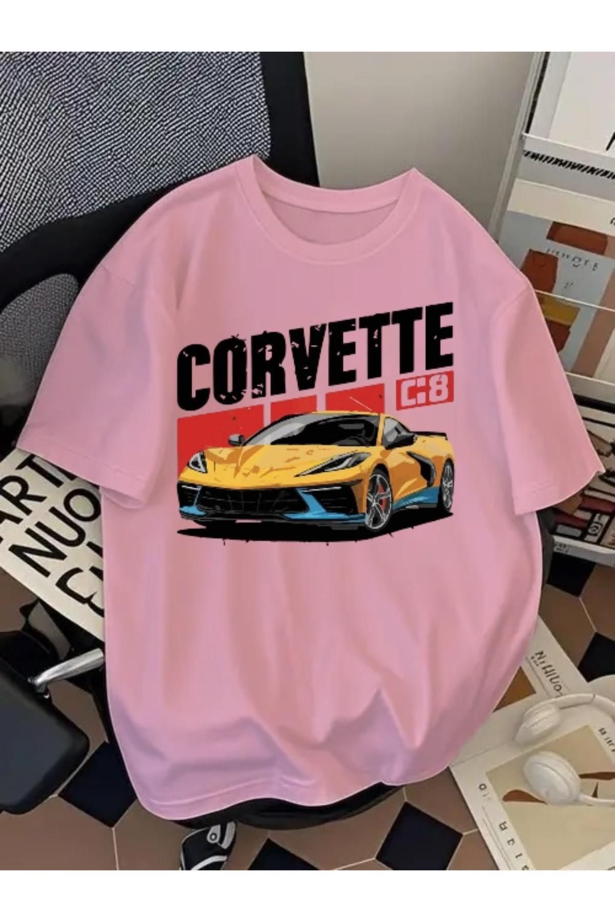 EQİ Corvette Araba Baskılı Oversize T-Shirt
