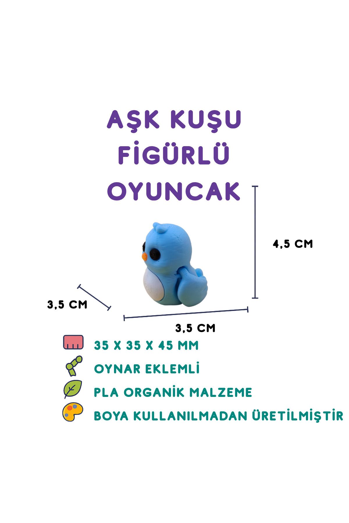 Totilina Mavi Aşk Kuşu - Aşk Temalı 3D Mini Figür