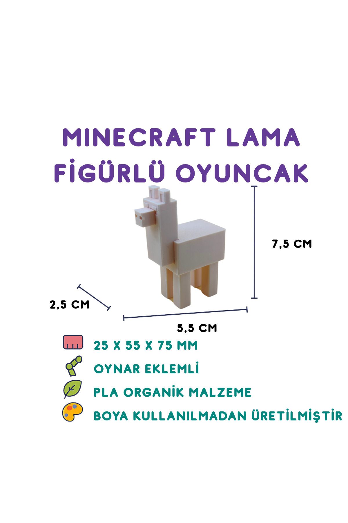 Totilina Minecraft Lama Figür - Minecraft Temalı 3D Mini Oyuncak