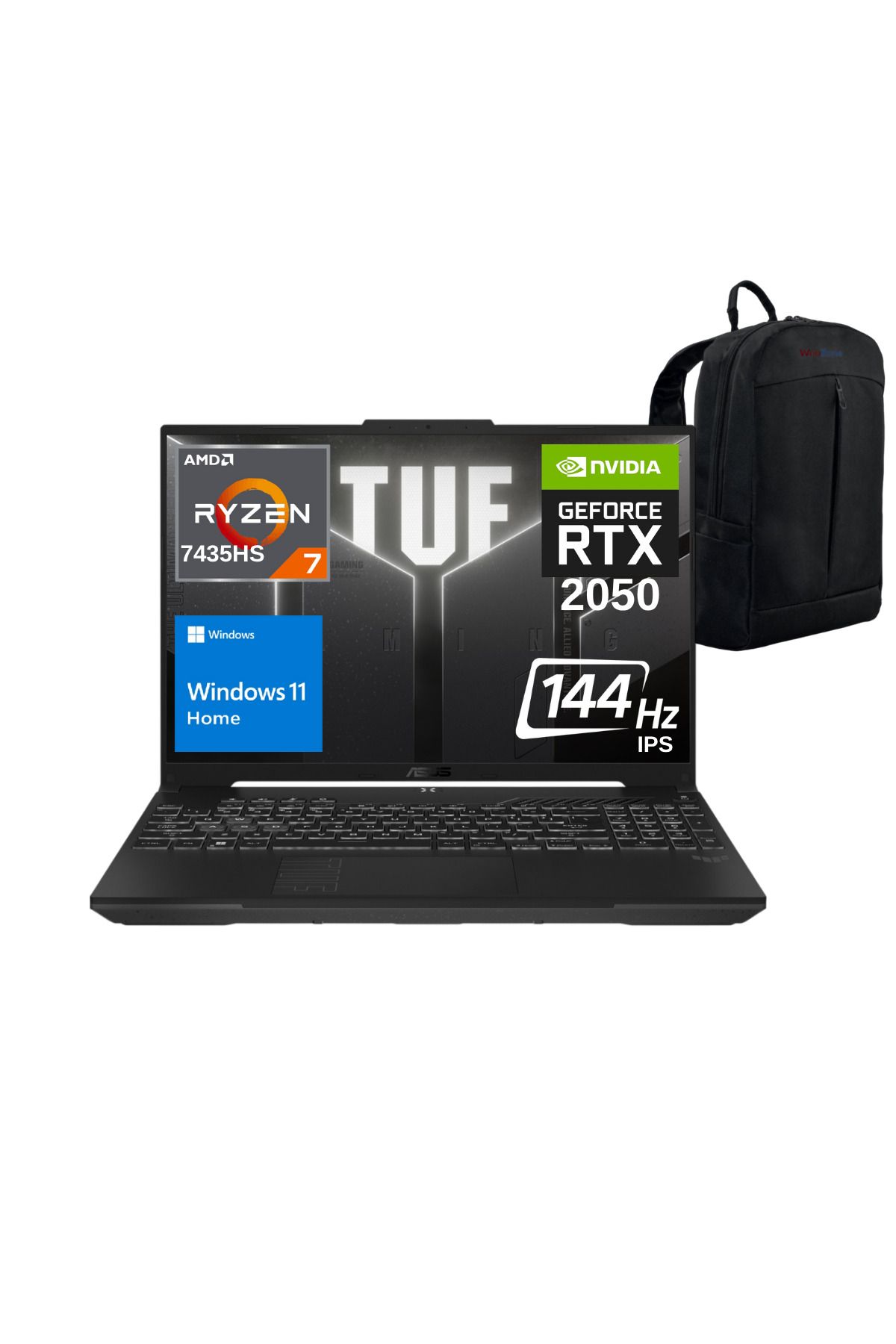 ASUS TUF A15 FA506NFR AMD R7 7435HS 16GB 2TB SSD RTX2050 15.6" FHD 144Hz W11 - Webzone Çanta WZ4