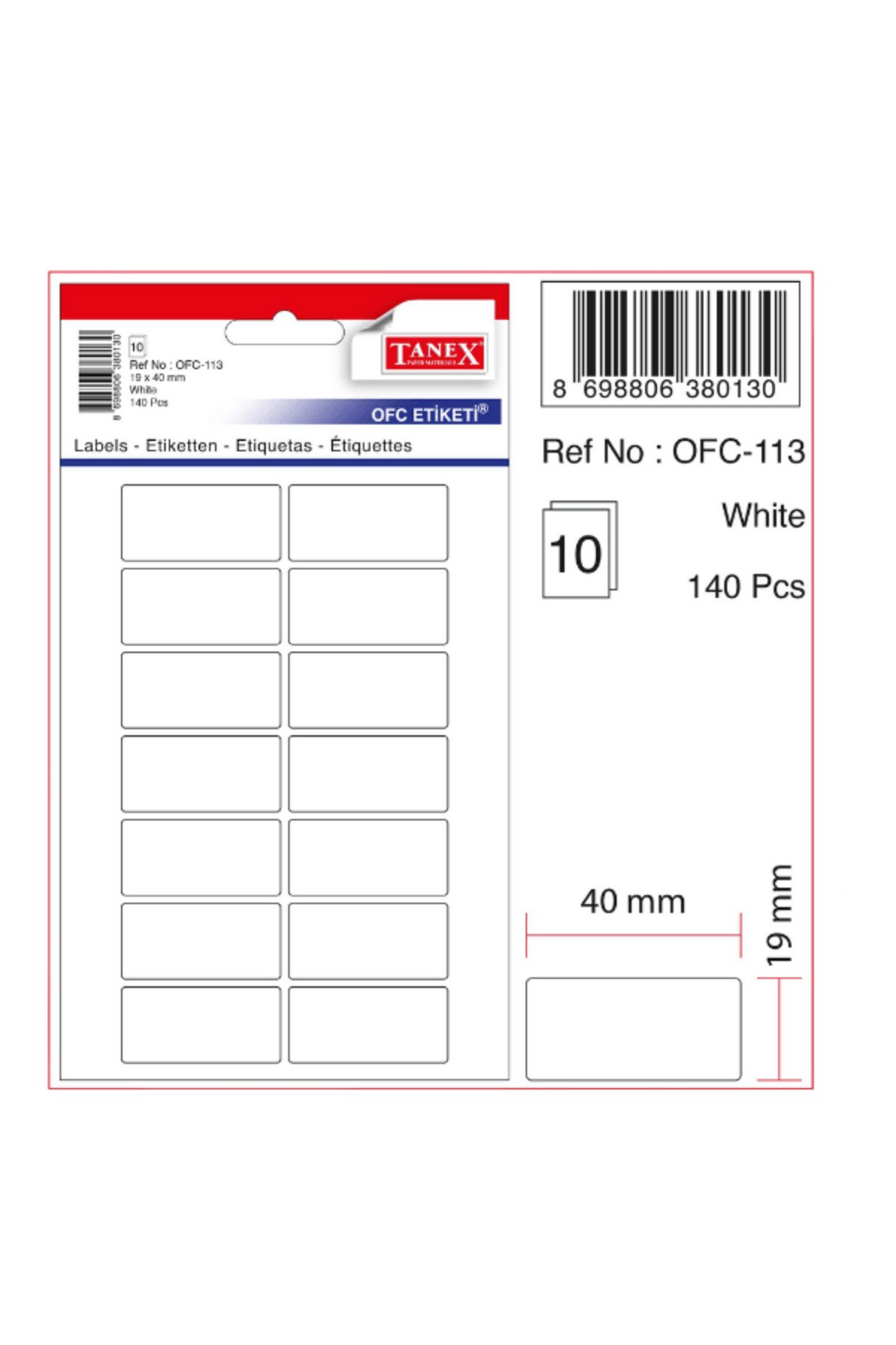 Tanex Ofc Ofis Etiketi Beyaz 19x40