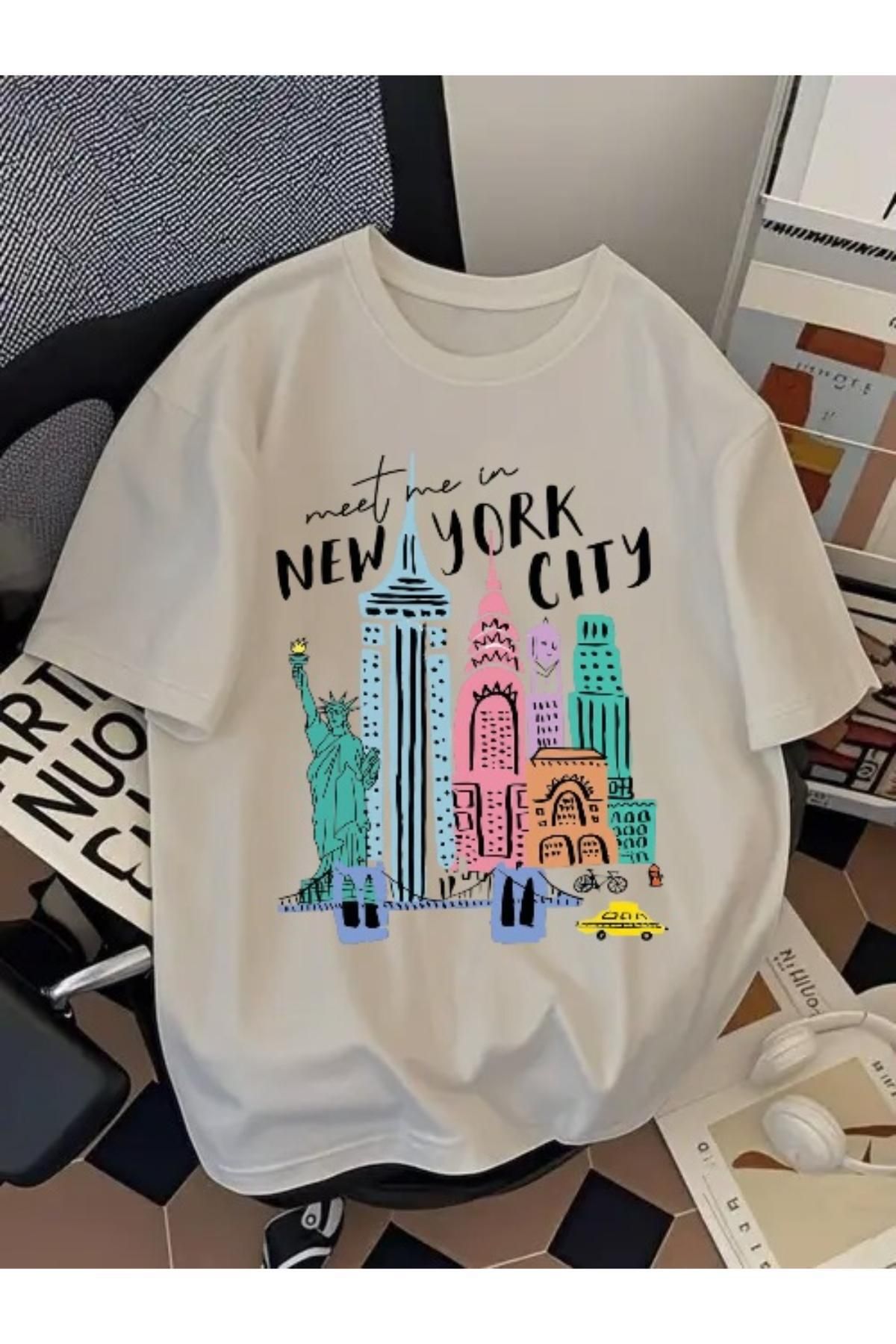 EQİ New York City Baskılı Oversize T-Shirt