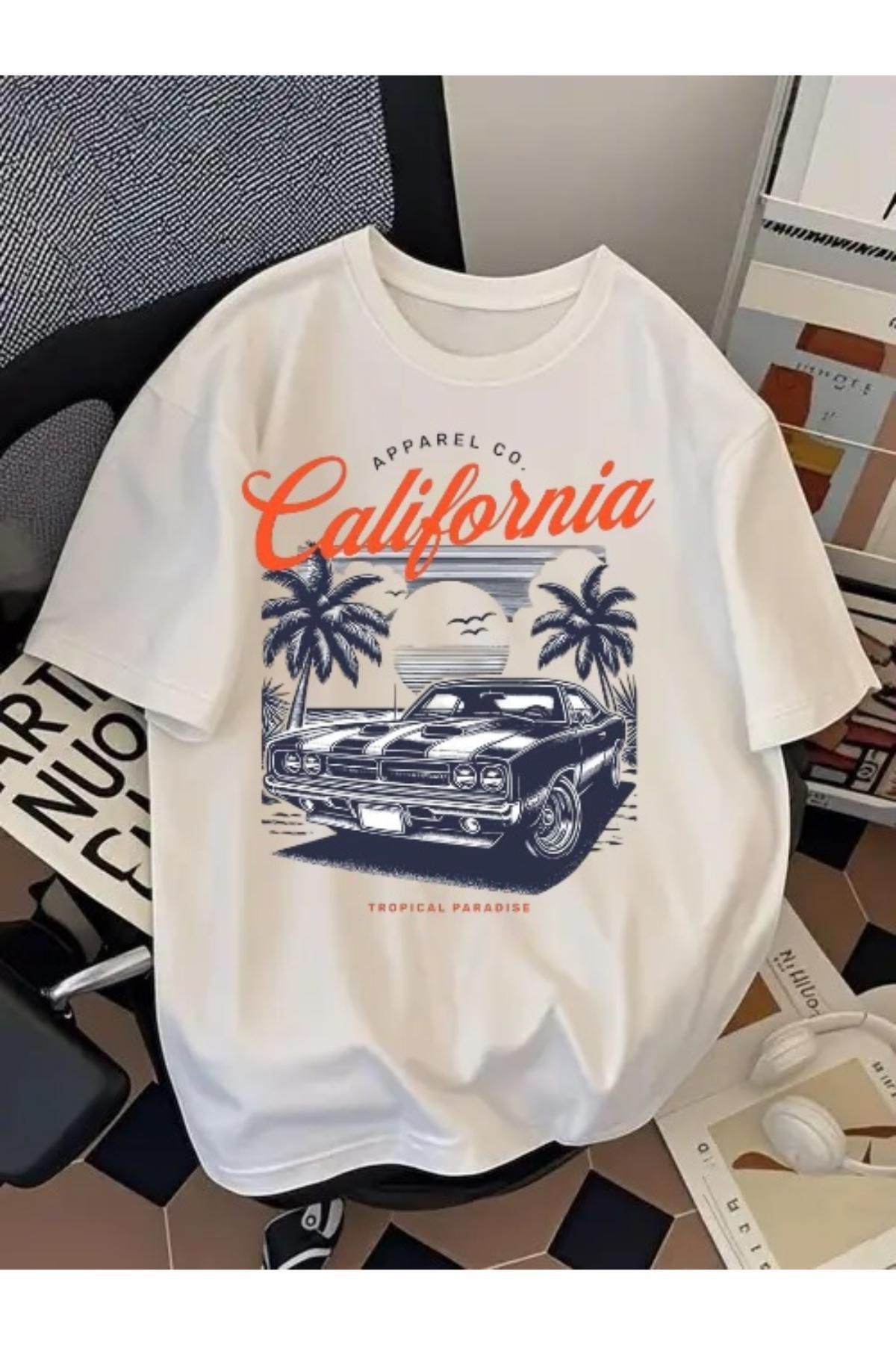 EQİ California Araba Baskılı Oversize T-Shirt
