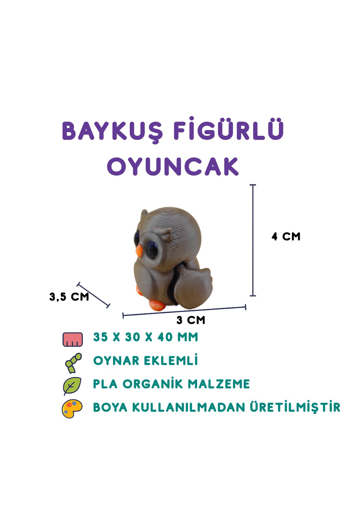 Totilina Baykuş Figür - 3D Gece Kuşu Dekoratif Oyuncak