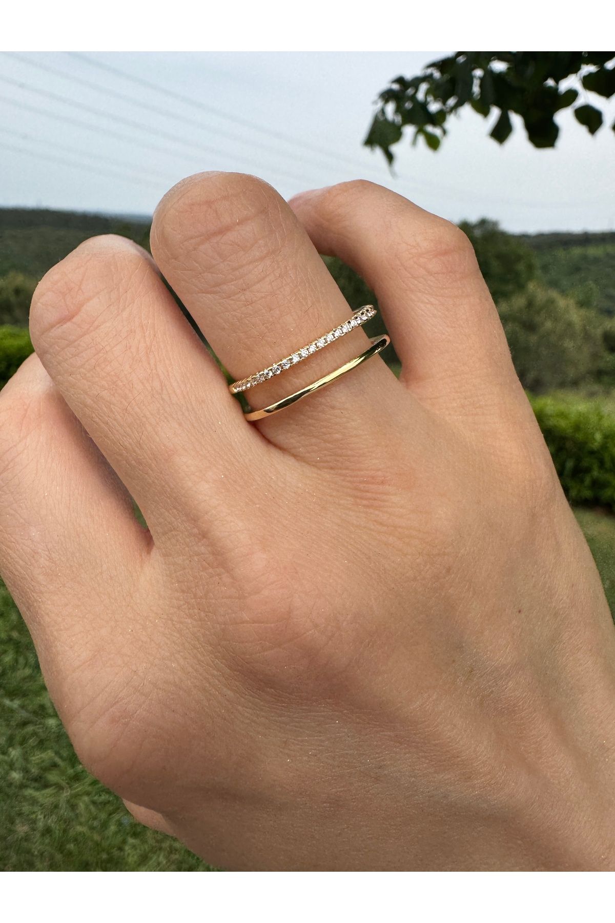 Tasarım Sparkling Square Ring - Ayarlanabilir Zirkon Taşlı Yüzük