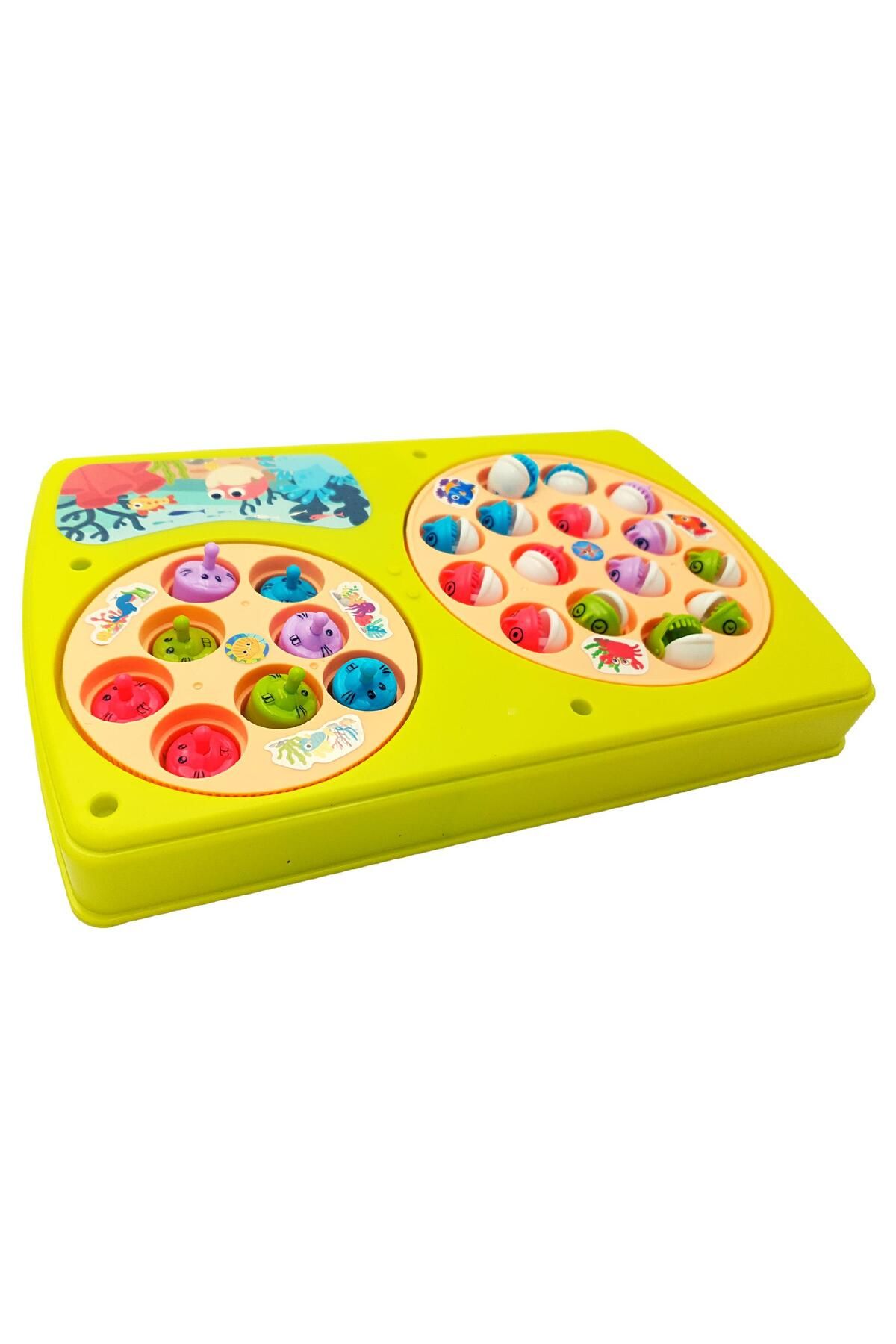 LUDIRO-Set Interactiv 2 in 1, Joc Pescuit cu 15 Pestisori si 2 Undite, Joc Whack A Mole, Verde 6