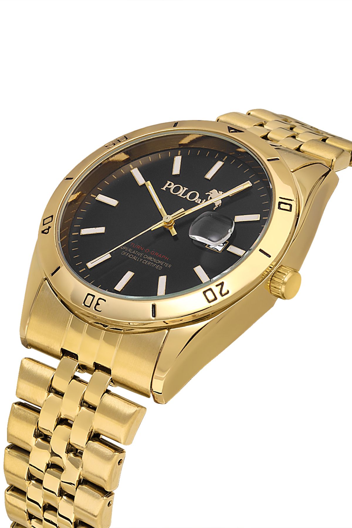 Polo Air Mercan Takvimli Erkek Kol Saati Gold Siyah Renk PL-0987E5x