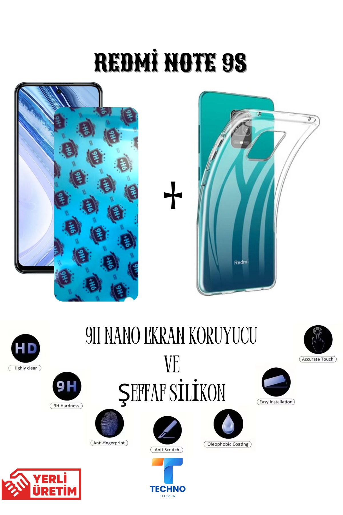 foxpower Redmi Note 9s Nano Ekran Koruyucu ve Şeffaf Kılıf 2li Avantajlı Paket