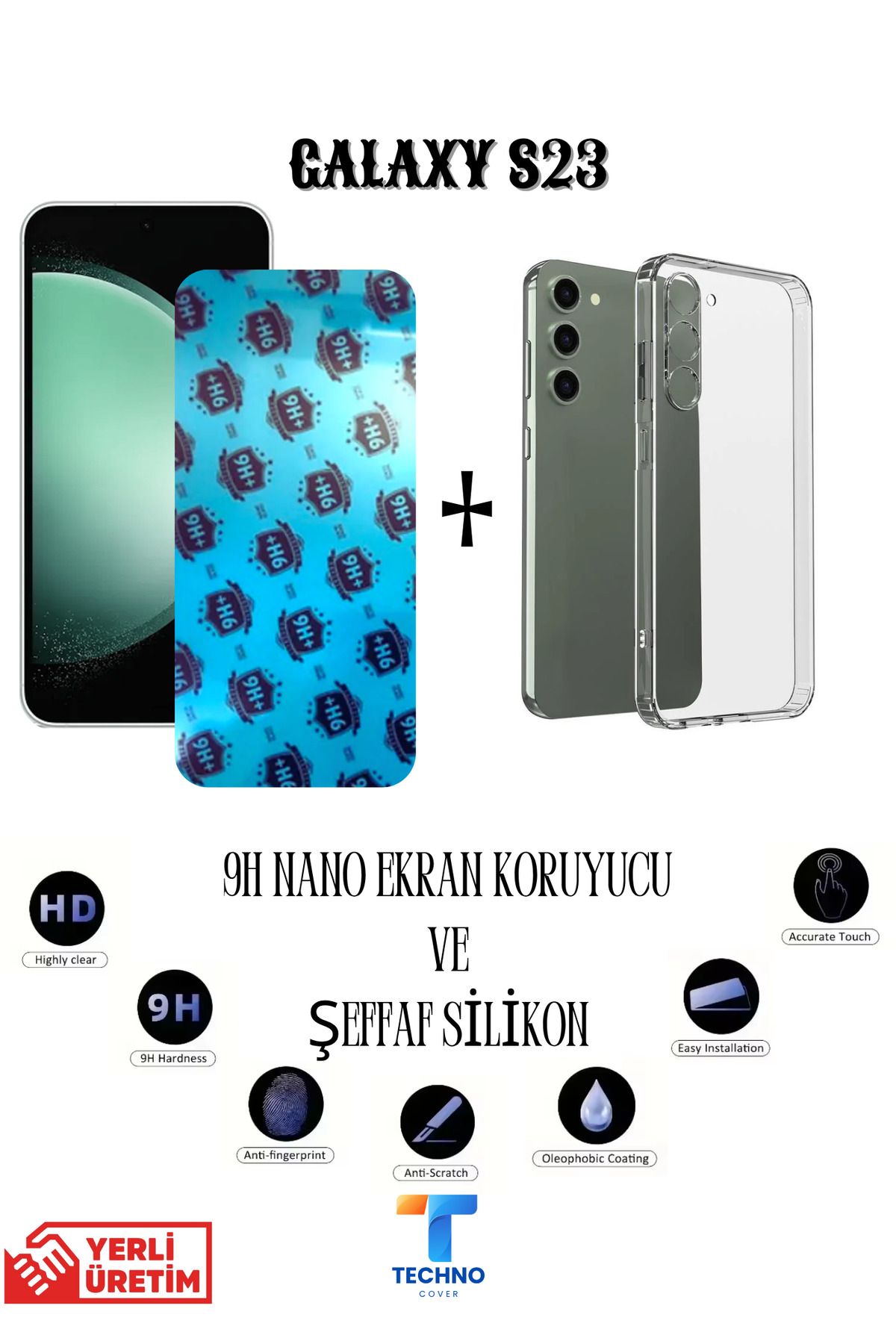 foxpower Samsung S23 Nano Ekran Koruyucu ve Şeffaf Kılıf 2li Avantajlı Paket