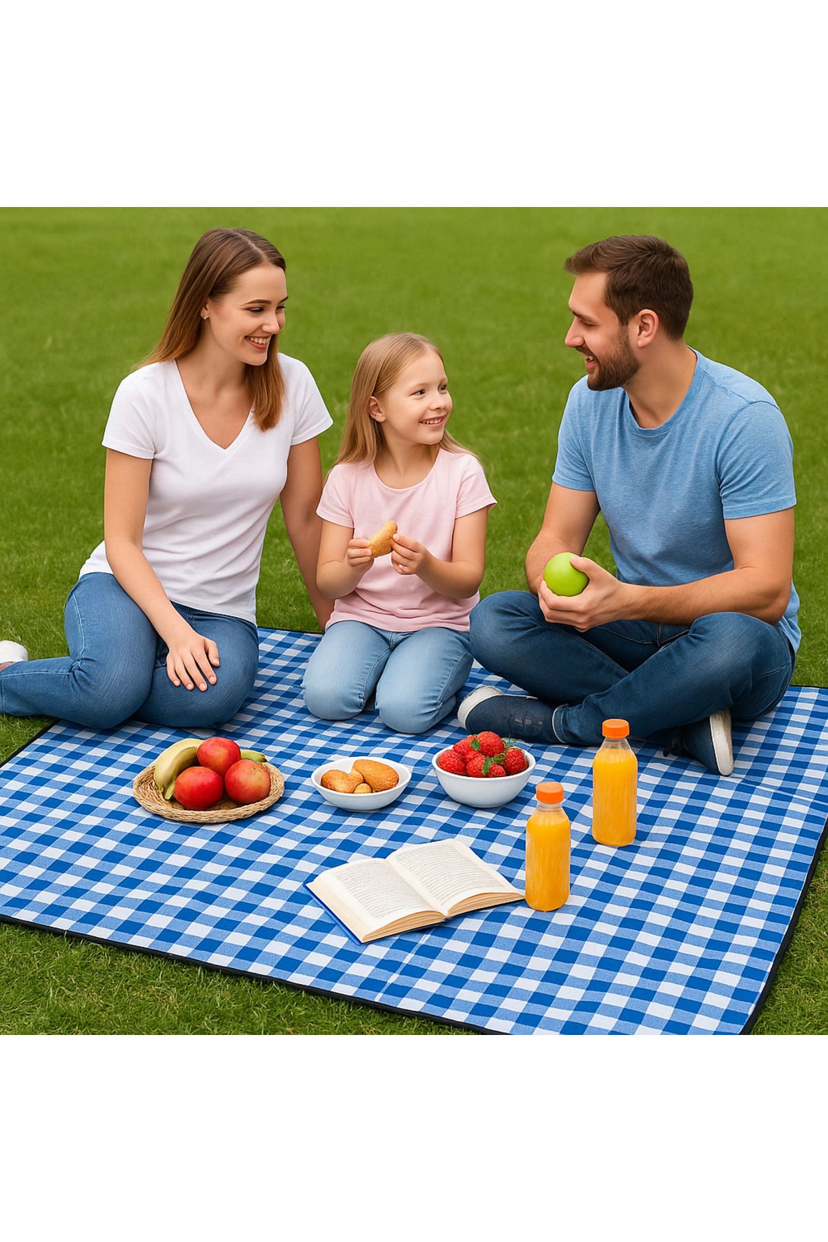 northern fashion Su Geçirmez Katlanabilir Piknik Örtüsü 125x150 Cm – Çanta Formlu, Kolay Taşınır, Kareli Desen