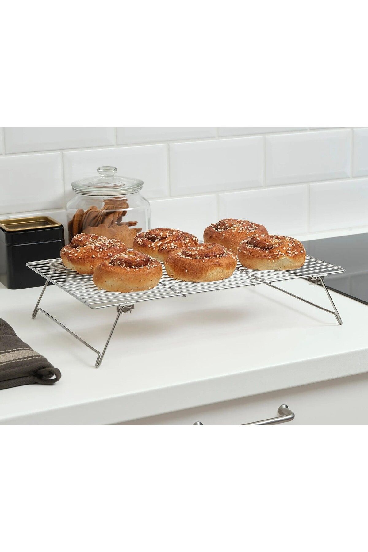 IKEA QUALİTY Katlanabilir Ayaklı Soğutma Tepsisi 39x28 Cm İkea Kek Börek Soğutma Tepsisi Paslanmaz Çelik