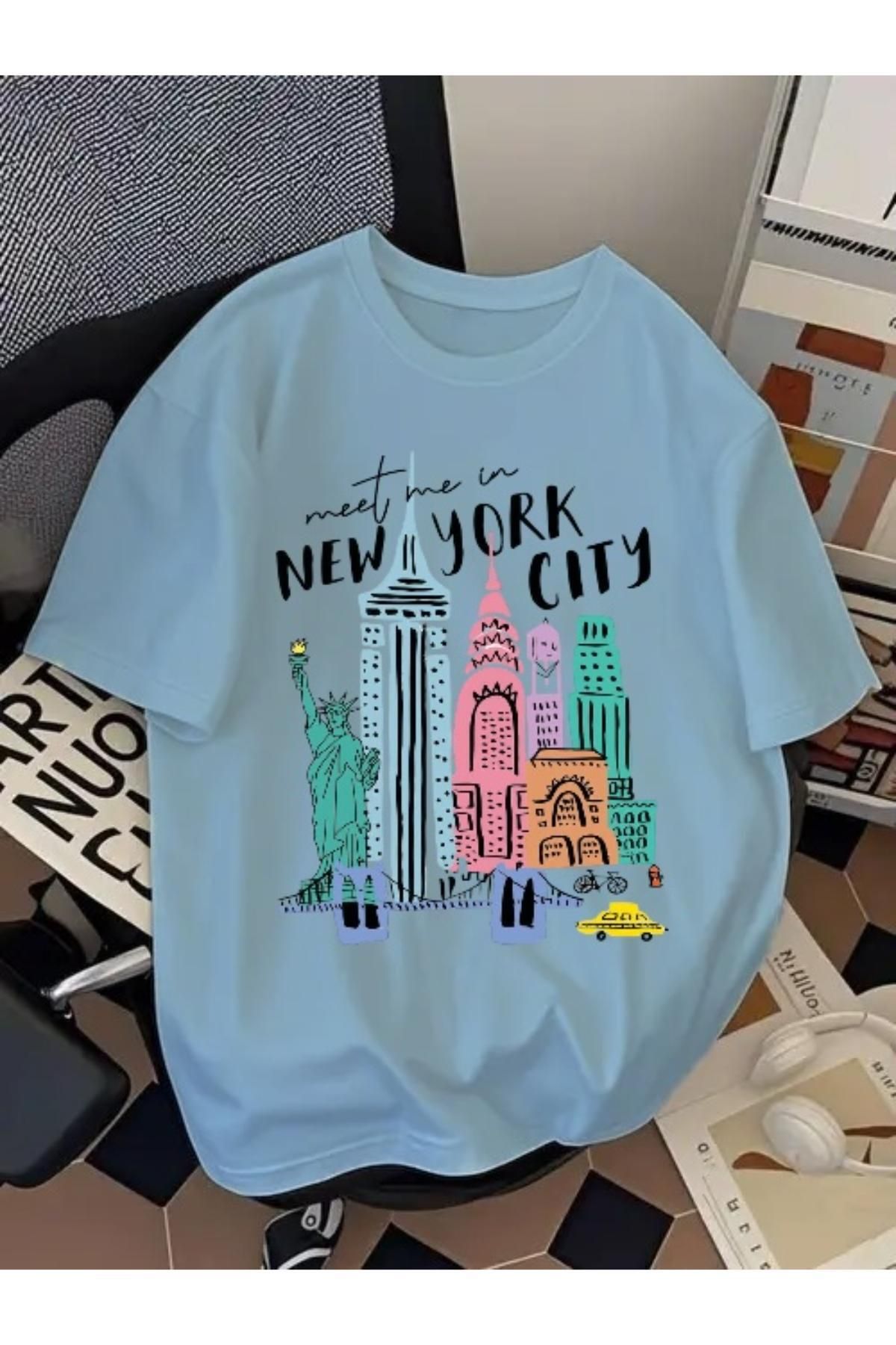 EQİ New York City Baskılı Oversize T-Shirt