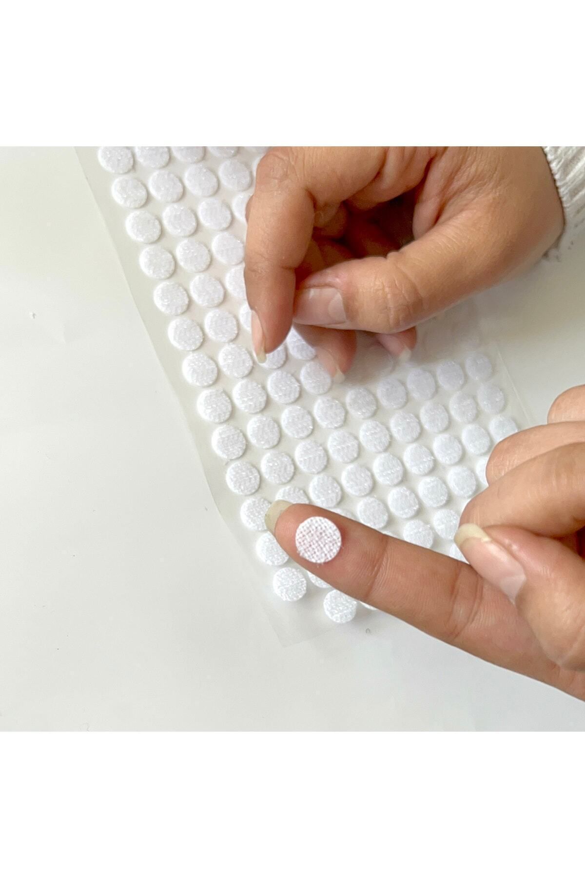 Aso Medya 500 Çift 1 Cm Cırt Bant Yuvarlak Para Para, Arkası Yapışkanlı (BEYAZ)