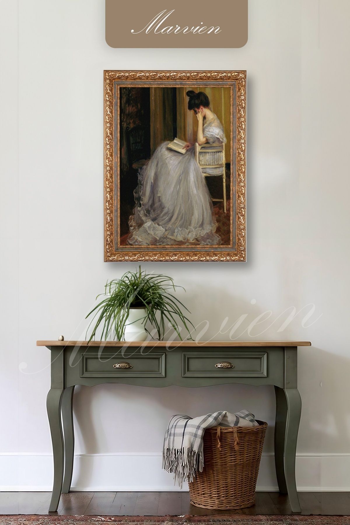 Marvien Vintage – Klasik Duruşlu Kadın Portresi Çerçeveli Sanat Tablosu