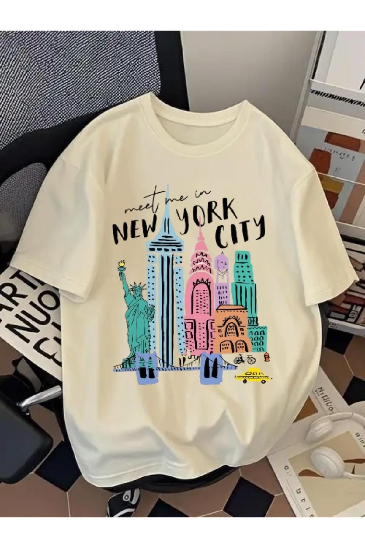 EQİ New York City Baskılı Oversize T-Shirt