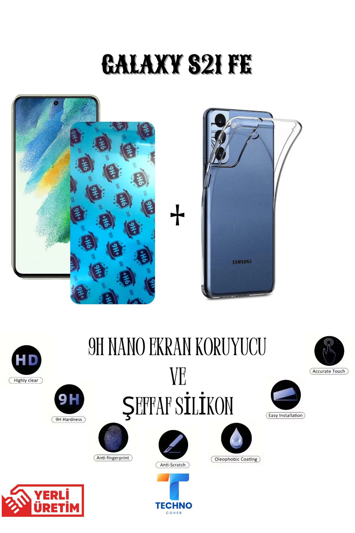 foxpower Samsung S21 Fe Nano Ekran Koruyucu ve Şeffaf Kılıf 2li Avantajlı Paket