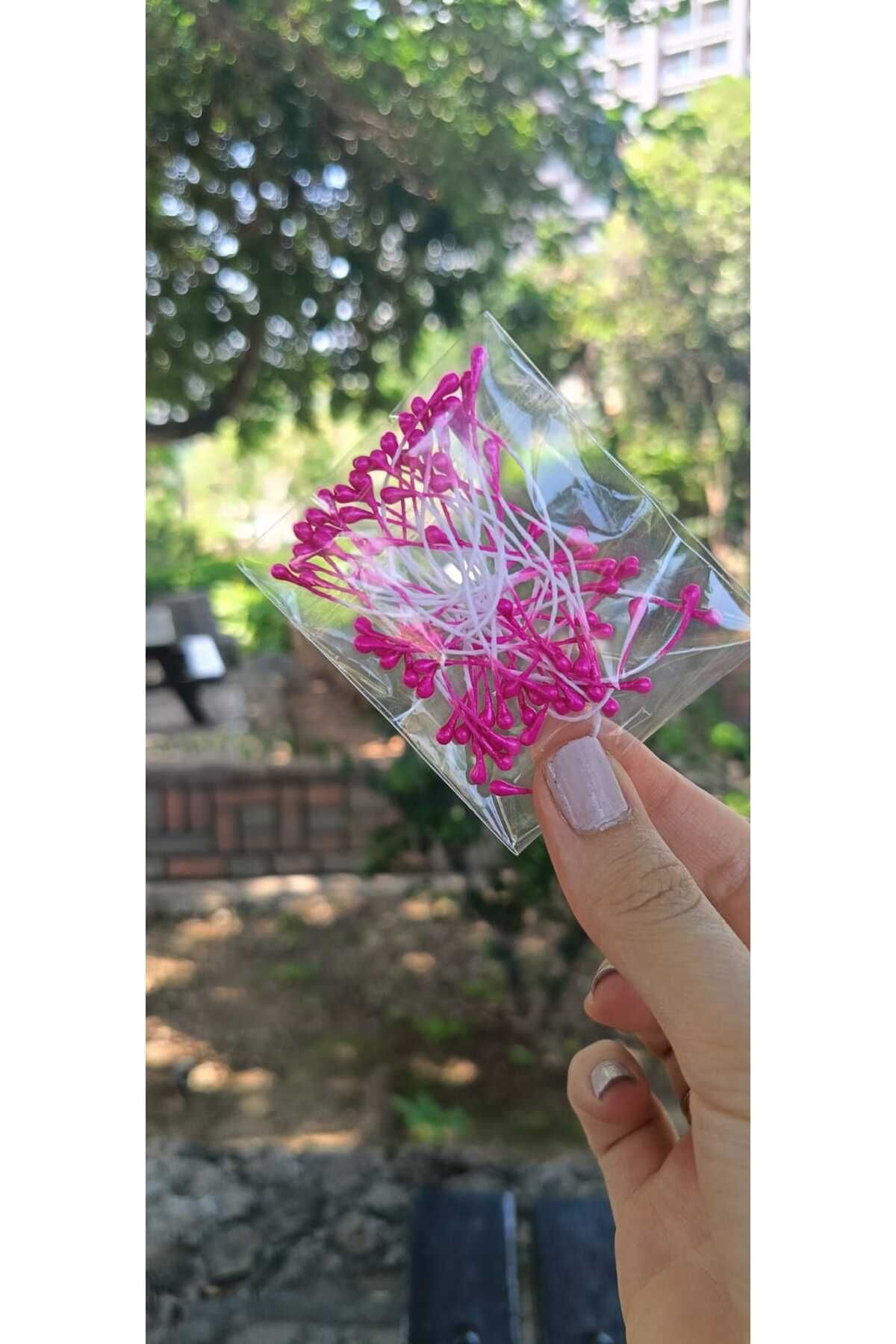 hobidaşım Fuşya Pembe Yapay Çiçek Poleni – 40'lı Paket Hobi ve Süsleme Malzemesi