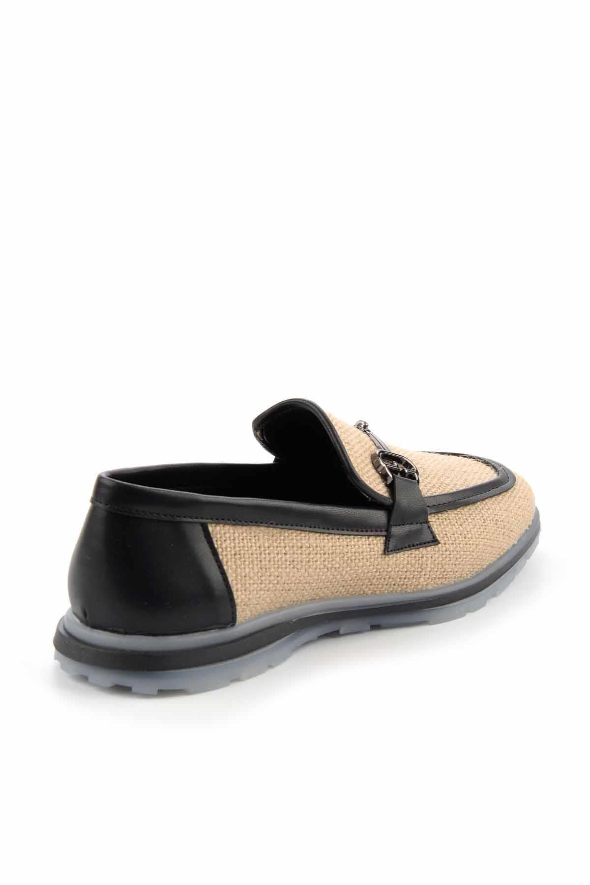 Bambi-Beige Black Straw Women's Loafer Shoes K01225092628 4