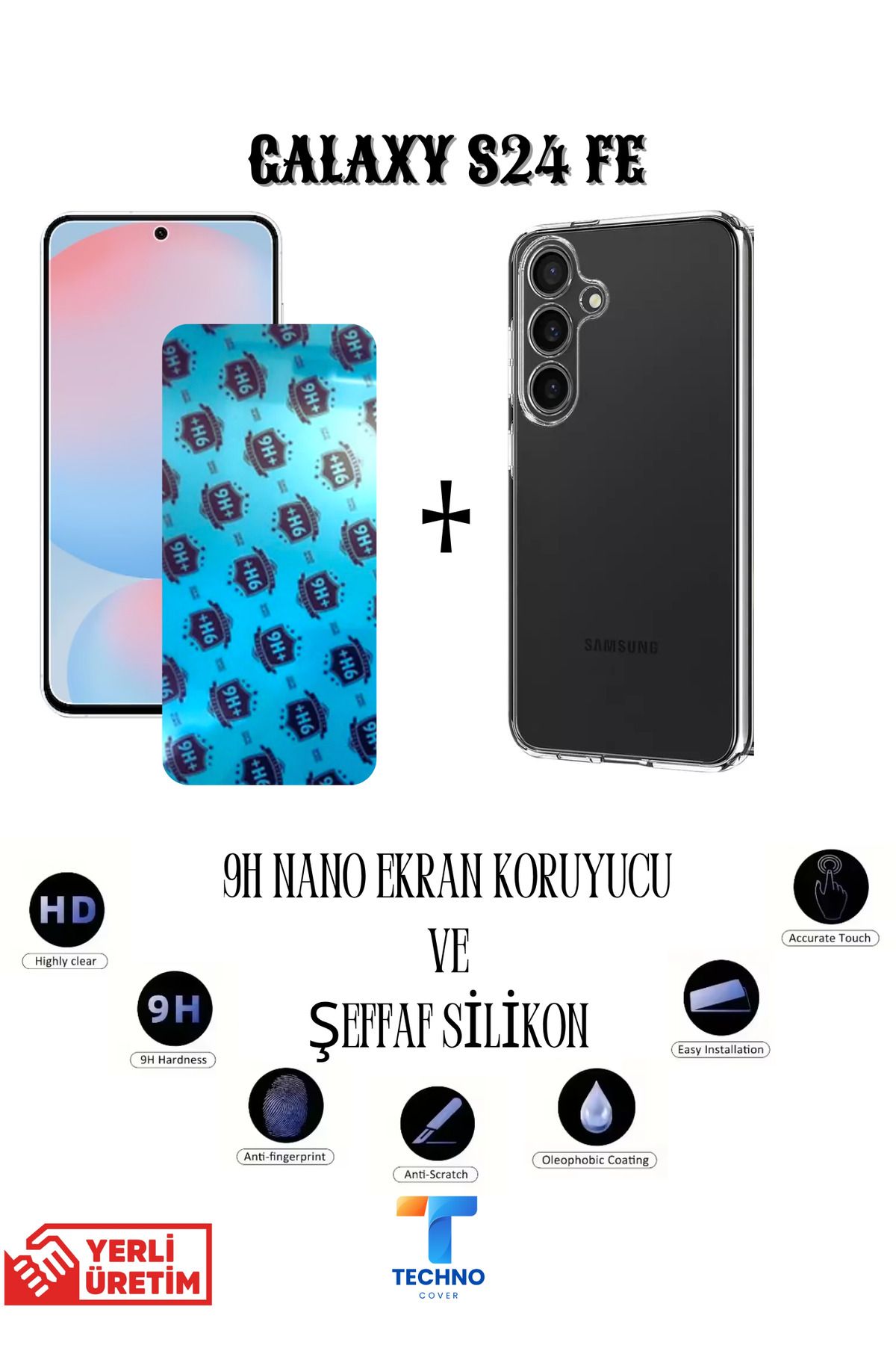 foxpower Samsung S24 Fe Nano Ekran Koruyucu ve Şeffaf Kılıf 2li Avantajlı Paket