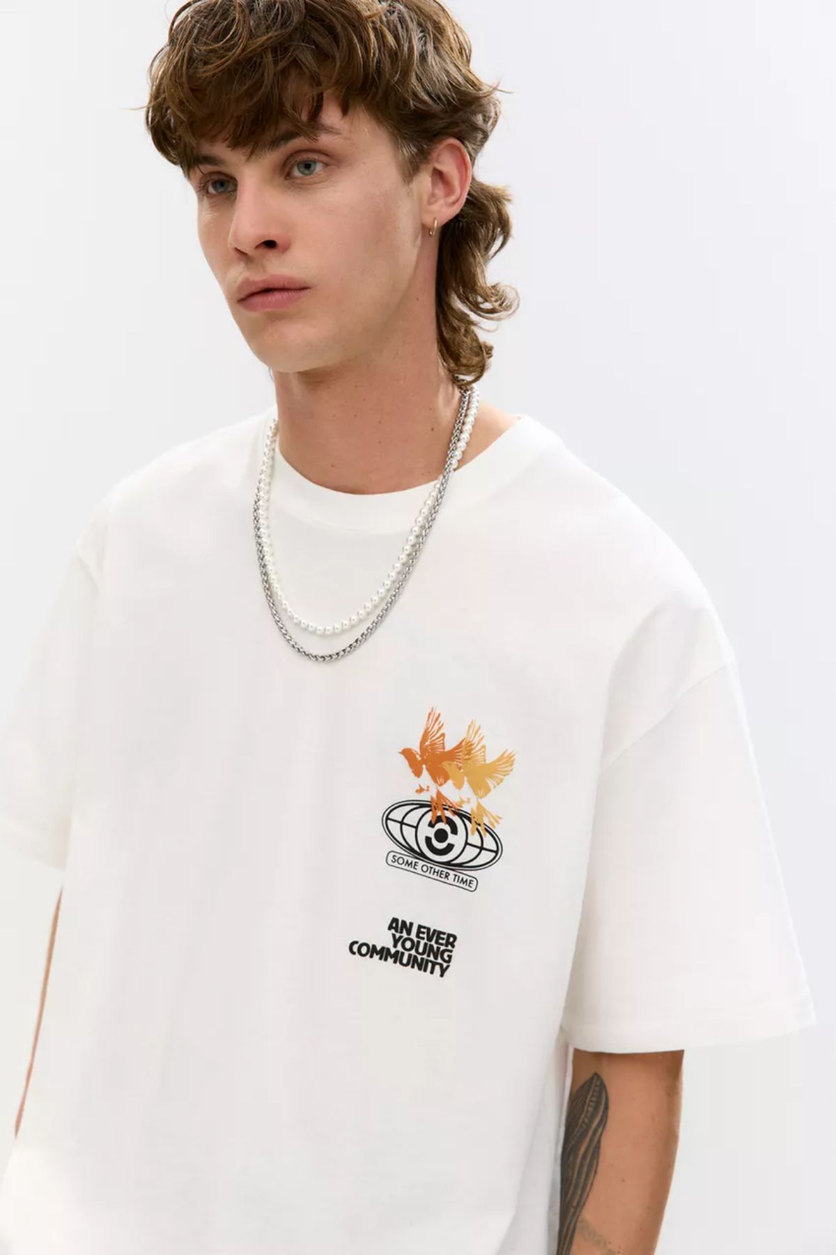 Koklonmoda Büyük Beden Unisex Naturel Fragments Baskılı Oversize T-Shirt