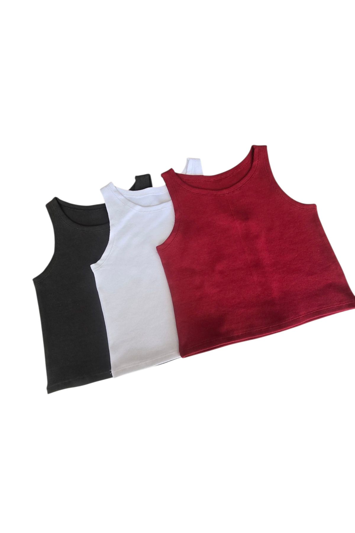 NRM MODA Kadın Kaşkorse Kumaş Geniş Askılı Crop Bluz