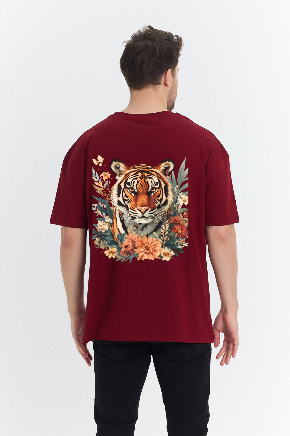 Windy Island Erkek Aslan Sırt Baskılı Oversize T-shirt