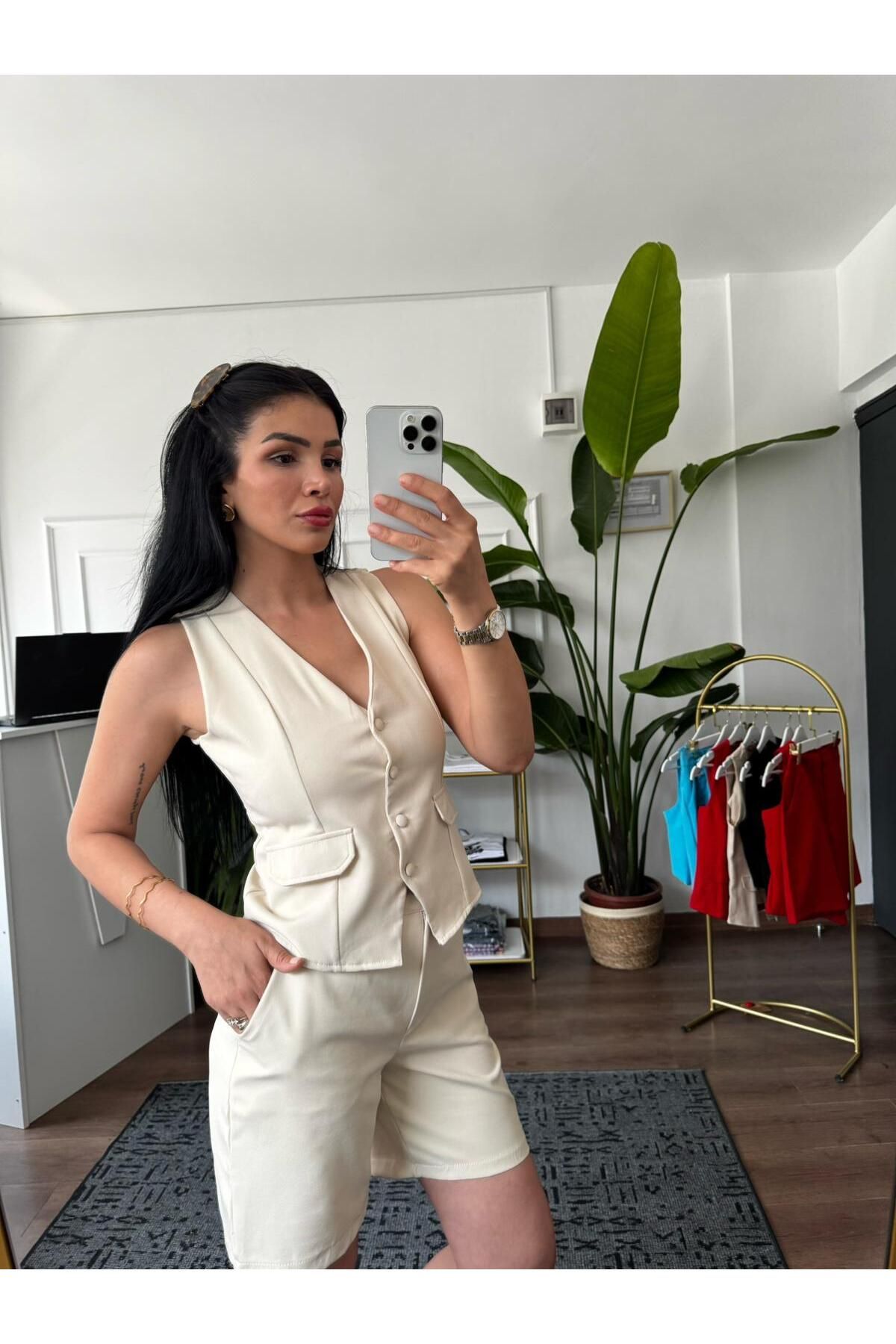 auraboutique Yelekli şort takım