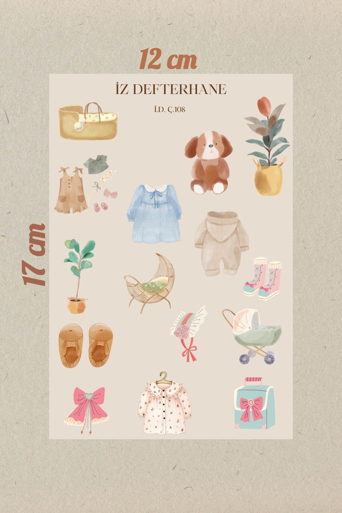 İZ DEFTERHANE Soft Vintage Bebek Çıkartma Baby Sticker