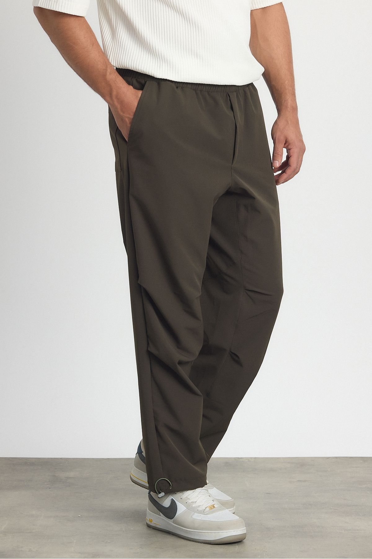 İLKCET MODA Likralı Esnek Stoper Detay Baggy Pantolon