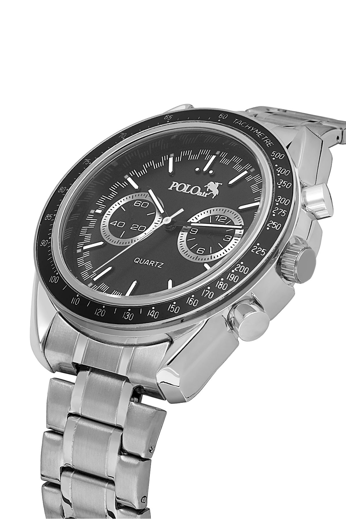 Polo Air Spor Kasa Erkek Kol Saati Gümüş Siyah Renk PL-0991E3x