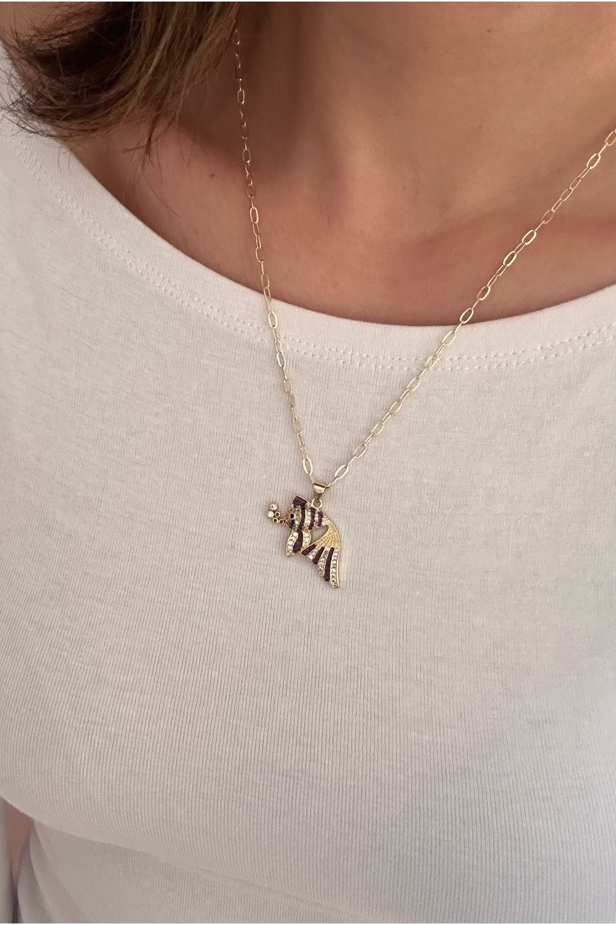 YENGEÇ Zirkon Taşlı Mor Çelik Balık Küpe