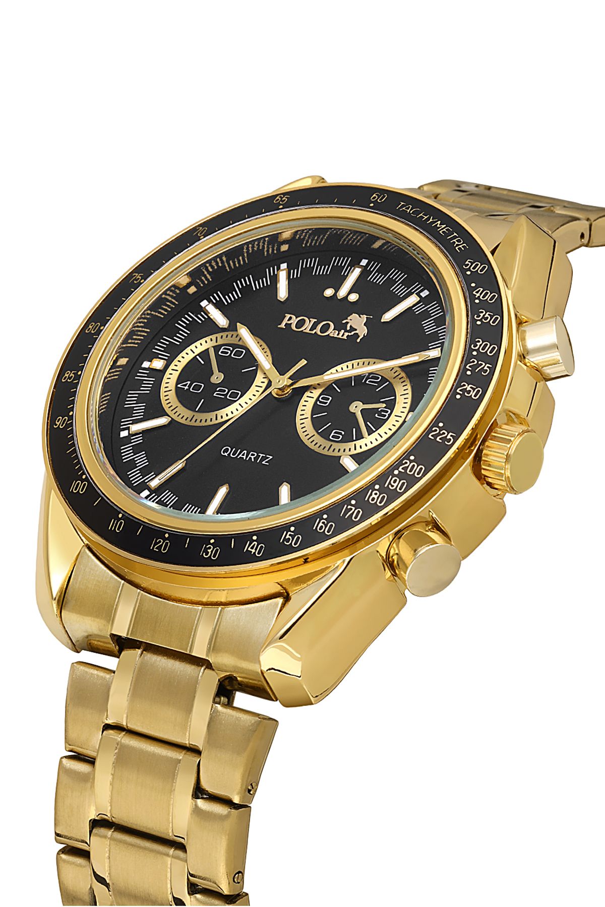 Polo Air Spor Kasa Erkek Kol Saati Gold Siyah Renk PL-0991E4x