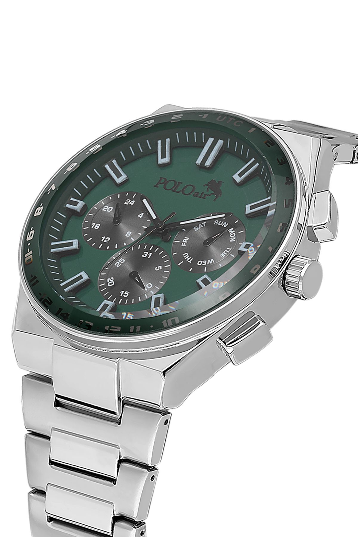 Polo Air Metal Kasa Erkek Kol Saati Gümüş Koyu Yeşil Renk PL-0990E4x