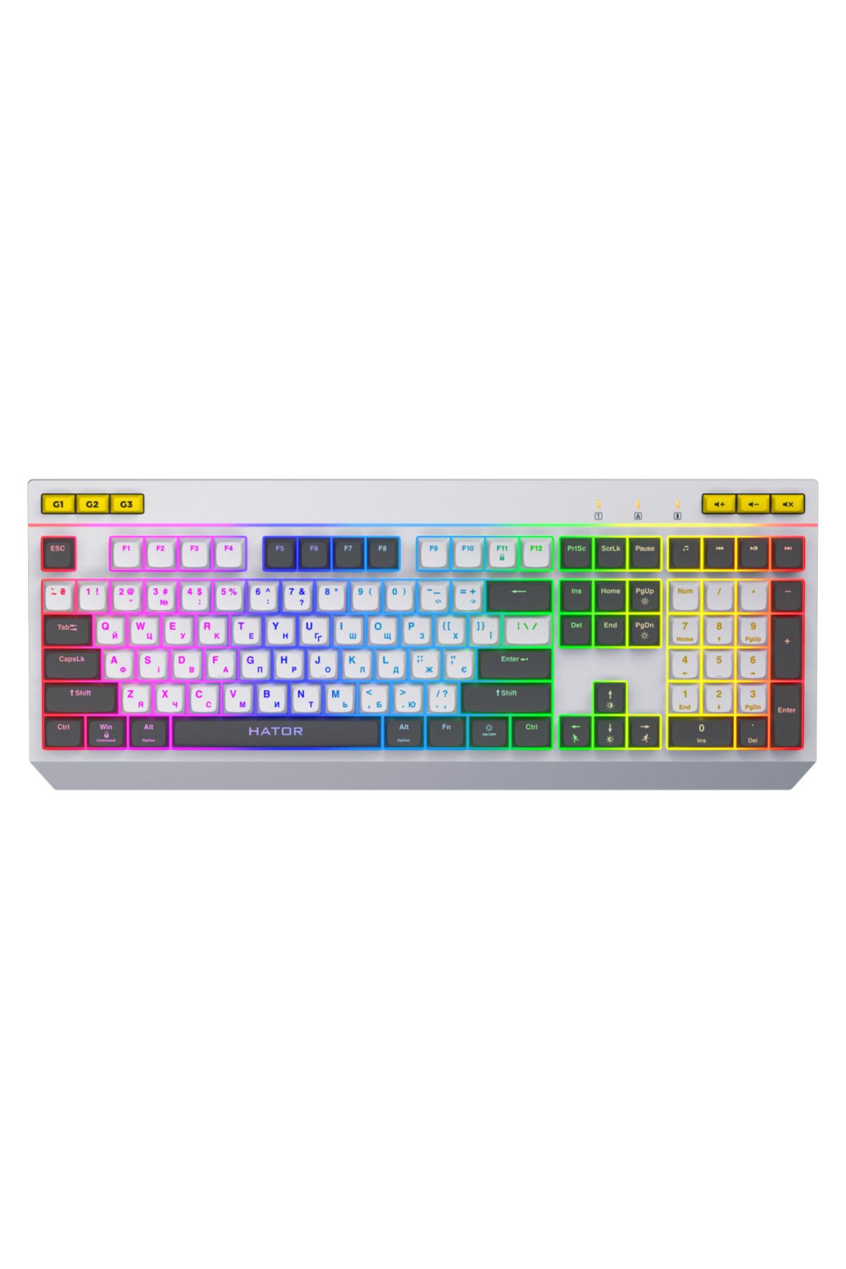 HATOR-Icefall wired mechanical keyboard, USB connectivity, 1000Hz polling rate, RGB lighting 1
