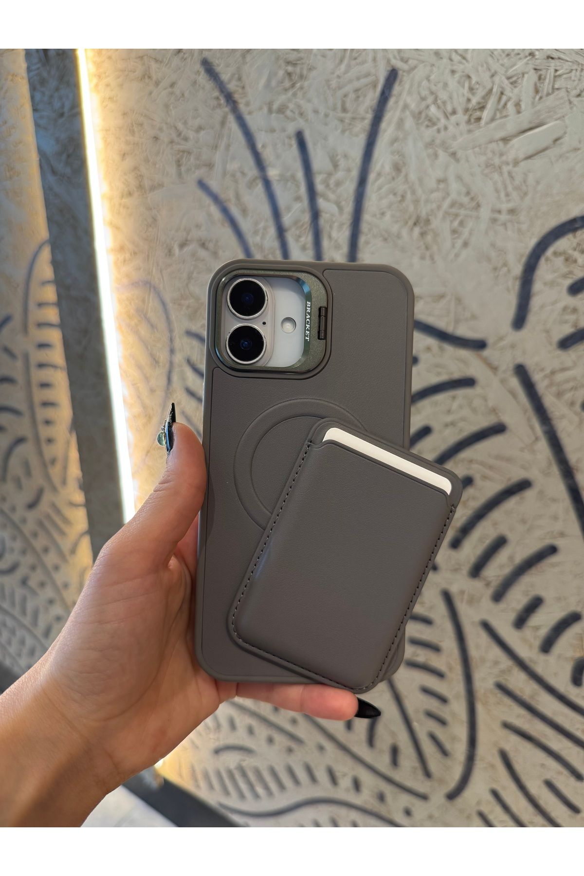 Mois Case İPhone 16 plus uyumlu Premium deri cüzdanlı kılıf
