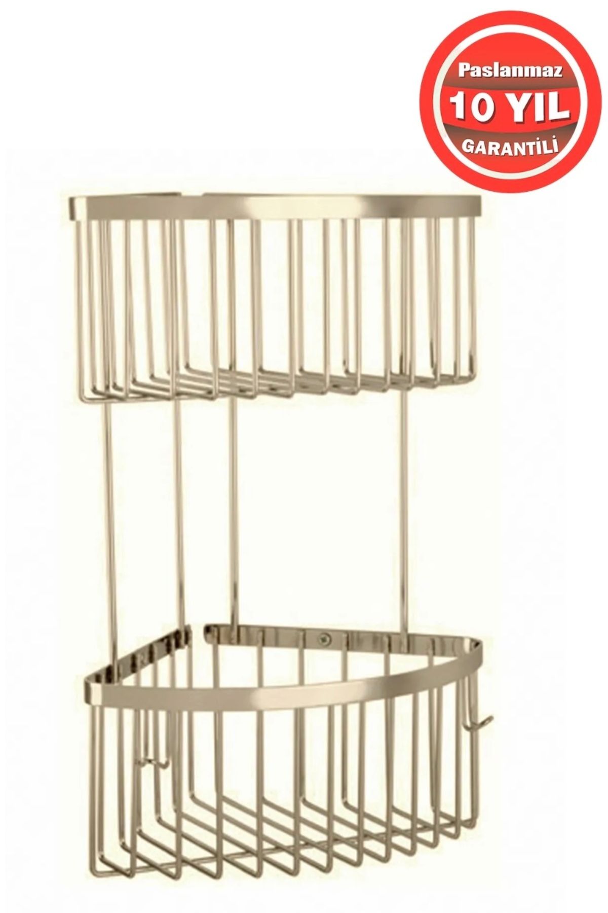 ÇELİK BANYO Derin Şampuanlık Paslanmaz Pirinç 2'Li 19x19 cm Şampuanlık Banyo Rafı Altın Gold