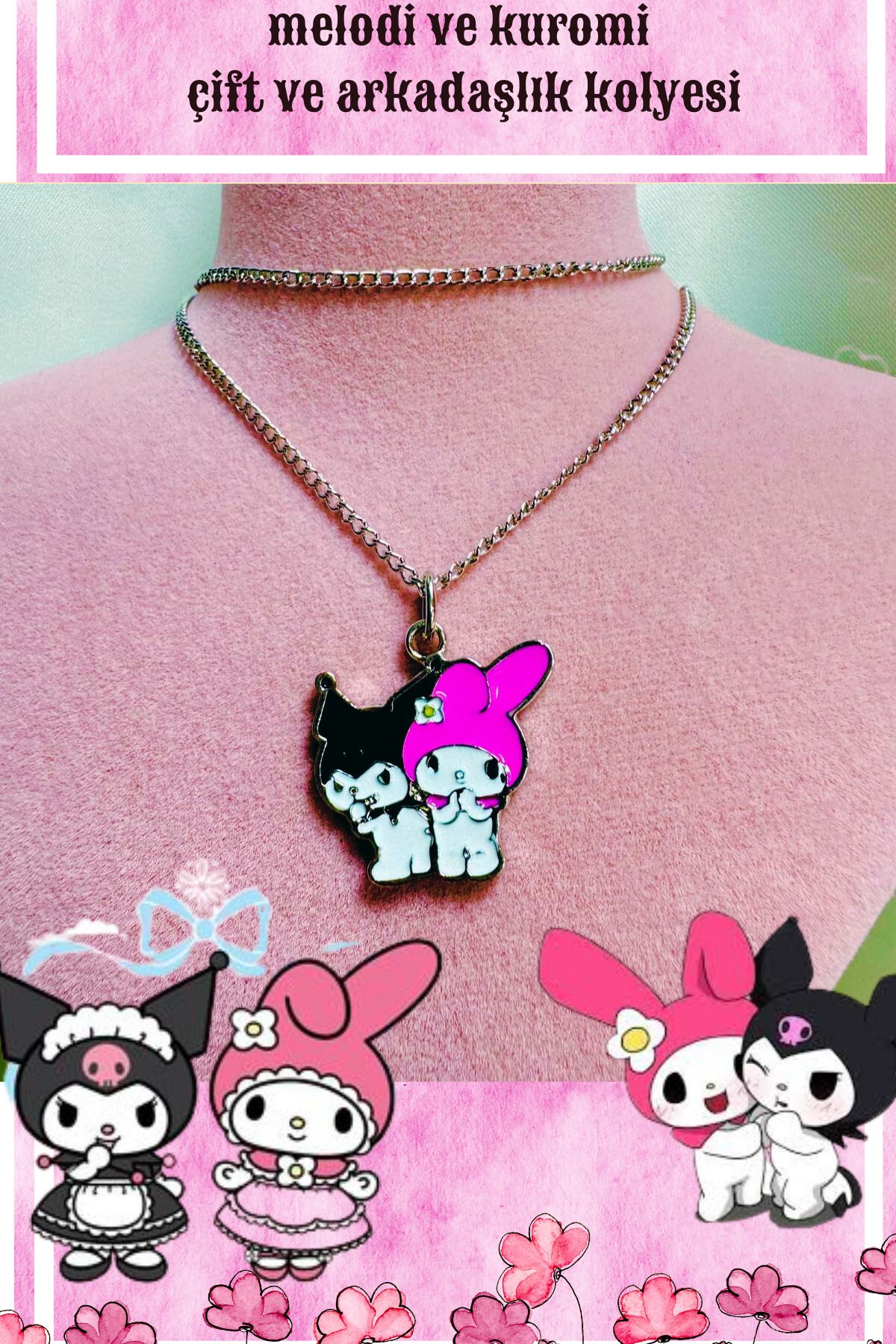 Perry Accesories melodi kuromi spider man hello citty ejderhamı seviyorum ying yang kolye sevgili kolye seti