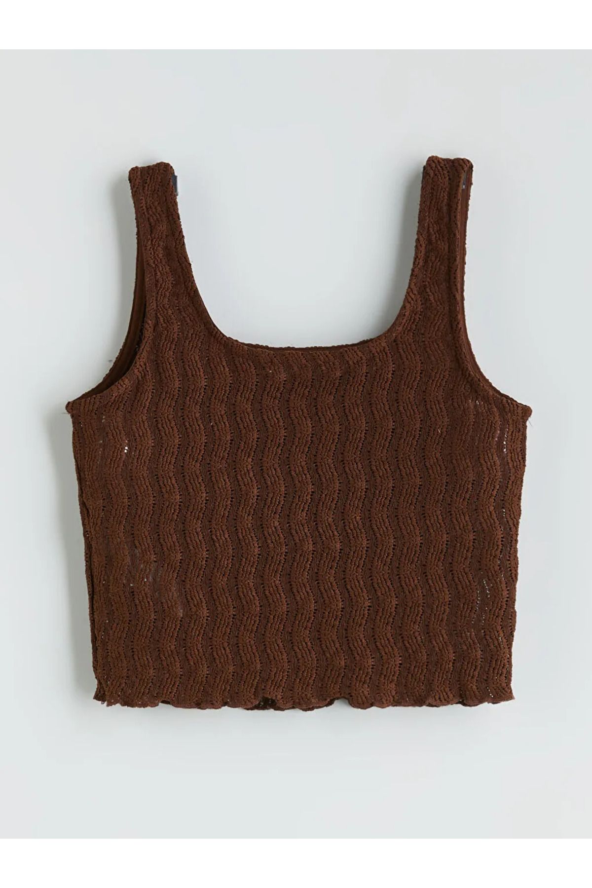LC Waikiki XSIDE Kahverengi U Yaka Dokulu Crop