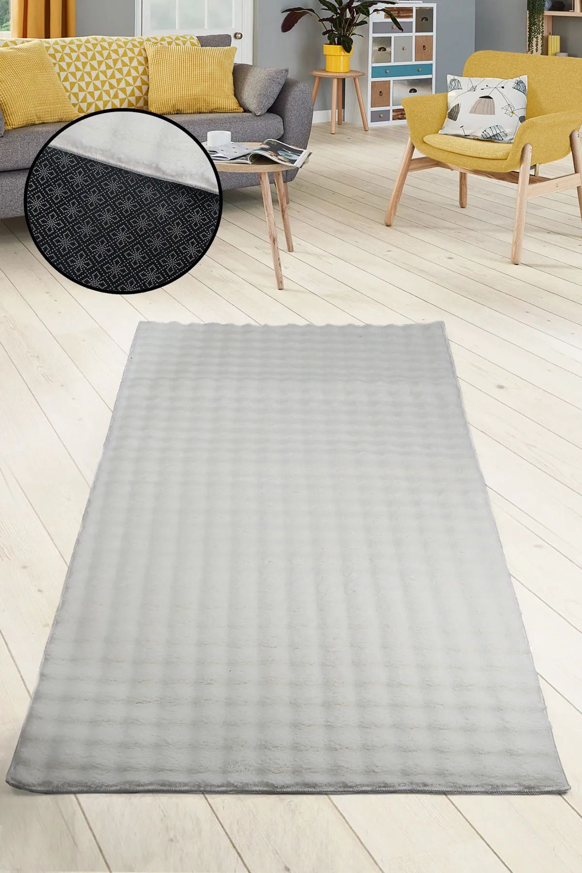 SerenitaHome Post/Peluş Kaymaz Taban Yıkanabilir Bubble Serisi Sacaksız Krem Salon Koridor Mutfak Halısı