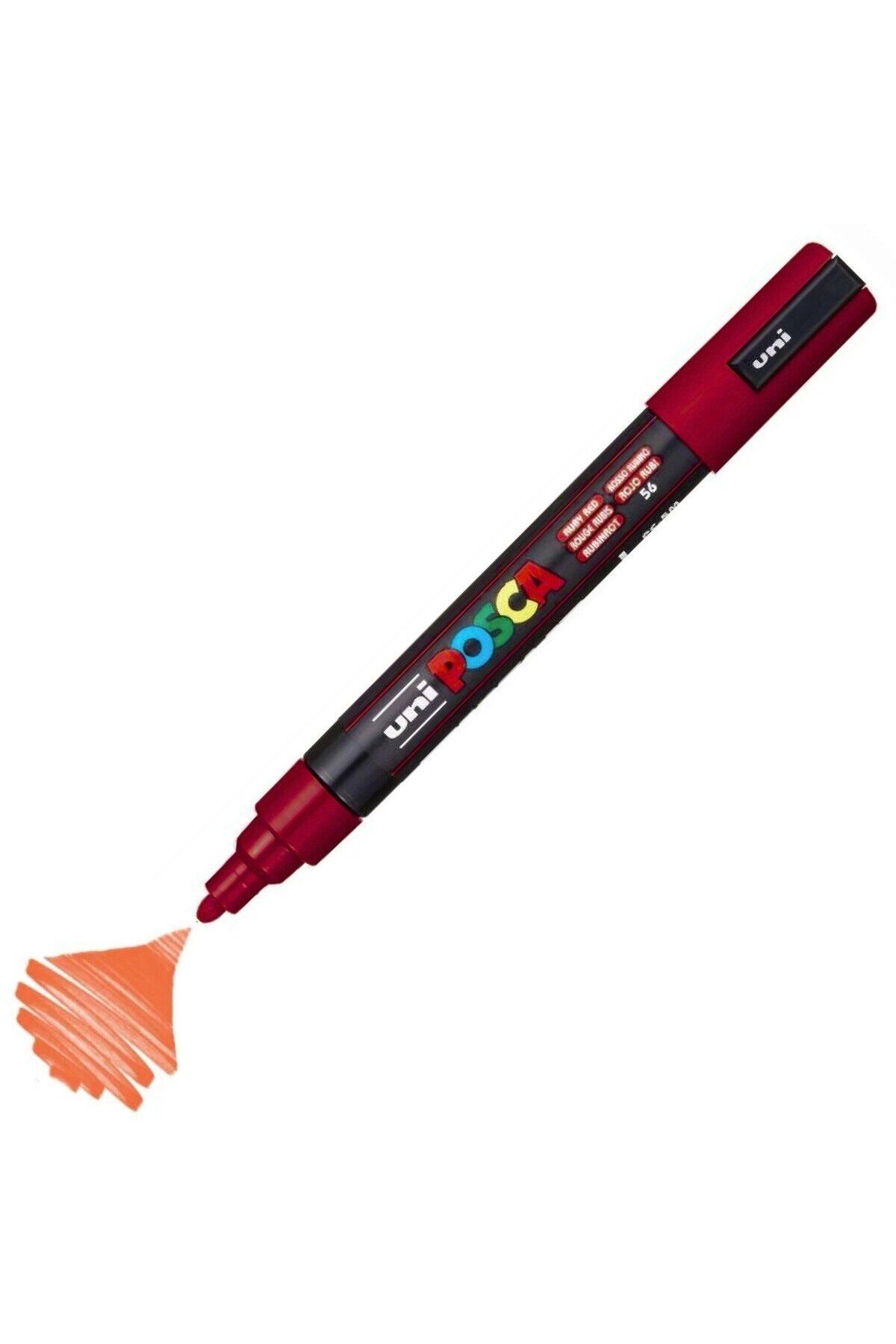 Uni Posca Marker Akrilik Boyama Kalemi PC-5M Medium 1.8-2.5mm Yakut Kırmızısı