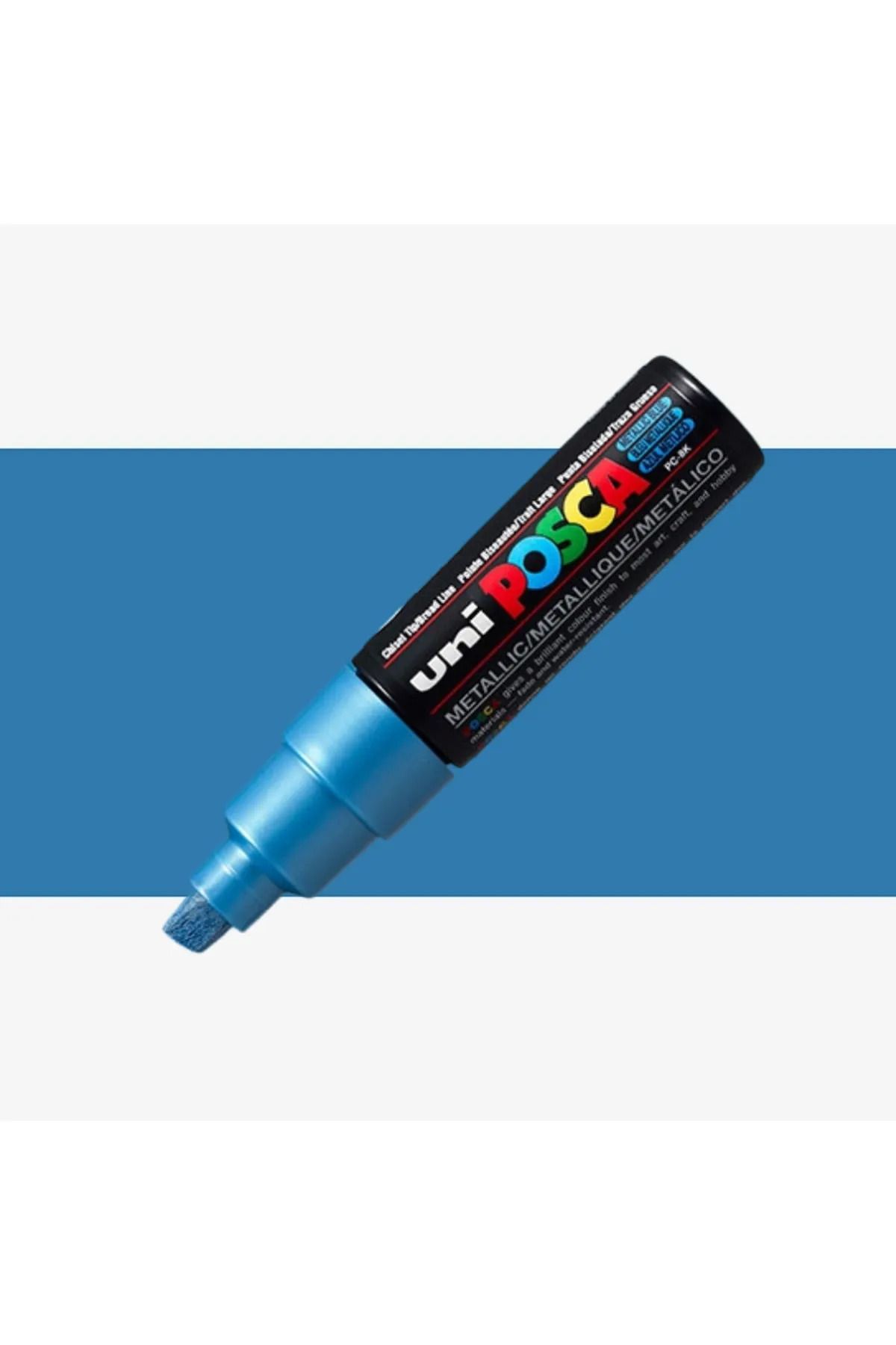 Uni Posca Marker Akrilik Boyama Kalemi Pc-8k Bold 8.0 Mm Metalik Mavi