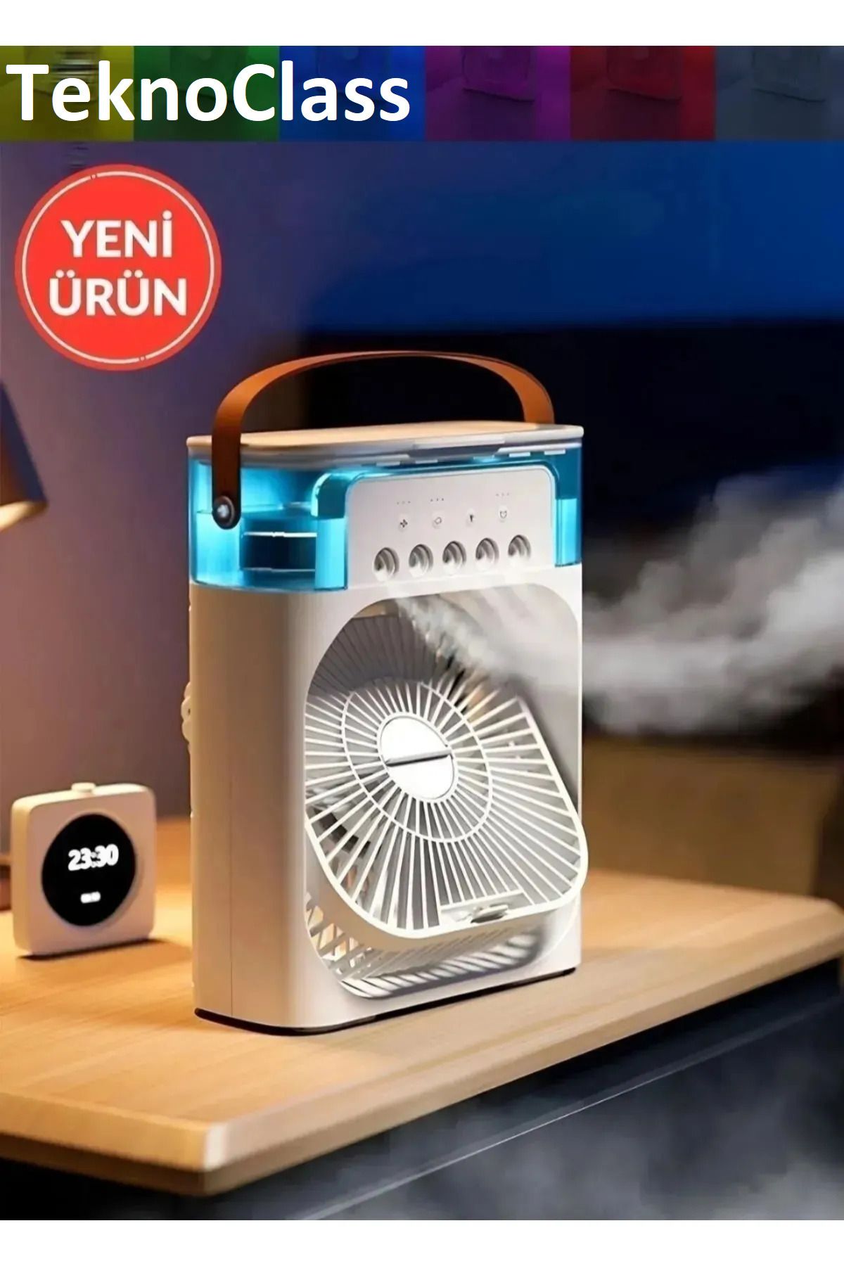 Canderel Ev Ofis Hava Vantilatörü Nemlendirici Serinletici Fan Ve Buhar Makinesi Rgb Işıklı