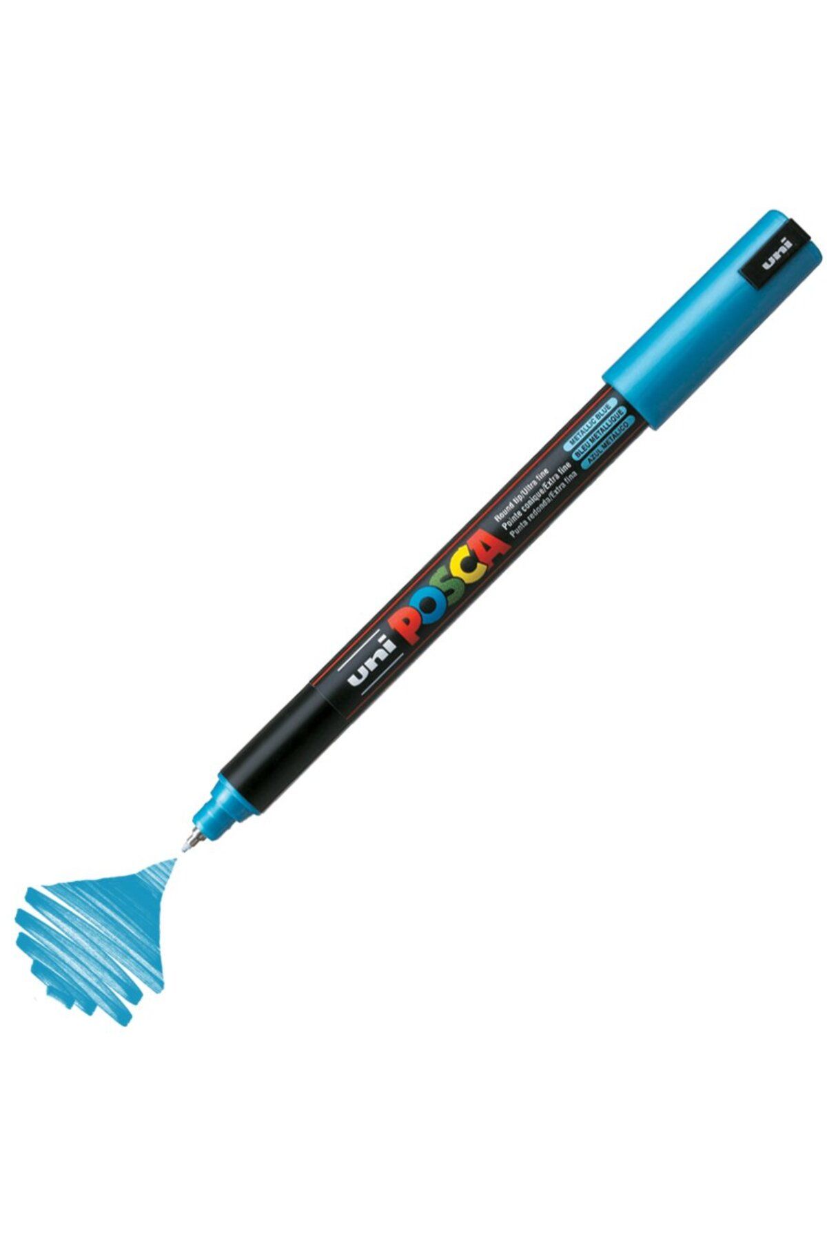 Uni Posca Marker Akrilik Boyama Kalemi PC-1MR Ultra Fine 0.7mm Metalik Mavi