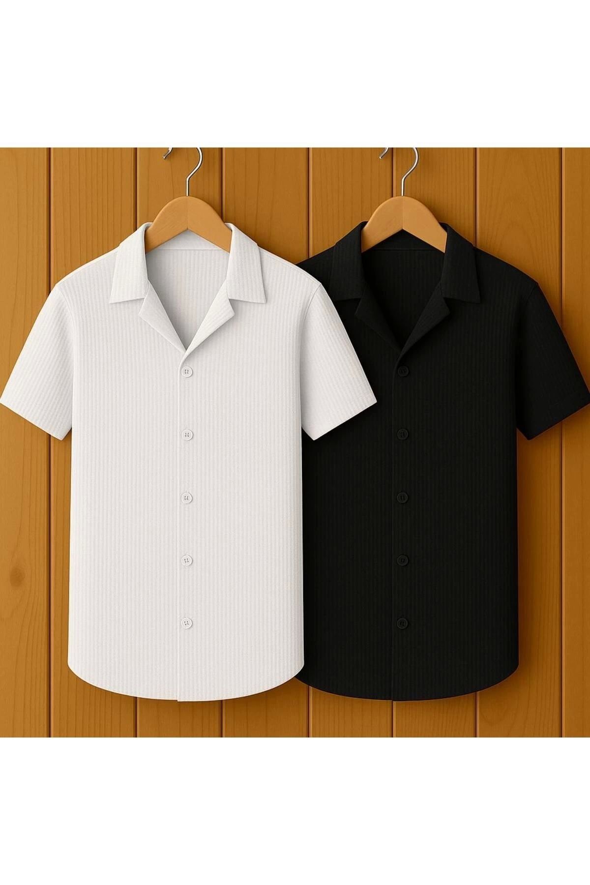 LC Waikiki 4'lü Slim Fit Kısa Kollu Düğmeli Ütü İstemeyen Şık Premium Erkek Spor Gömlek