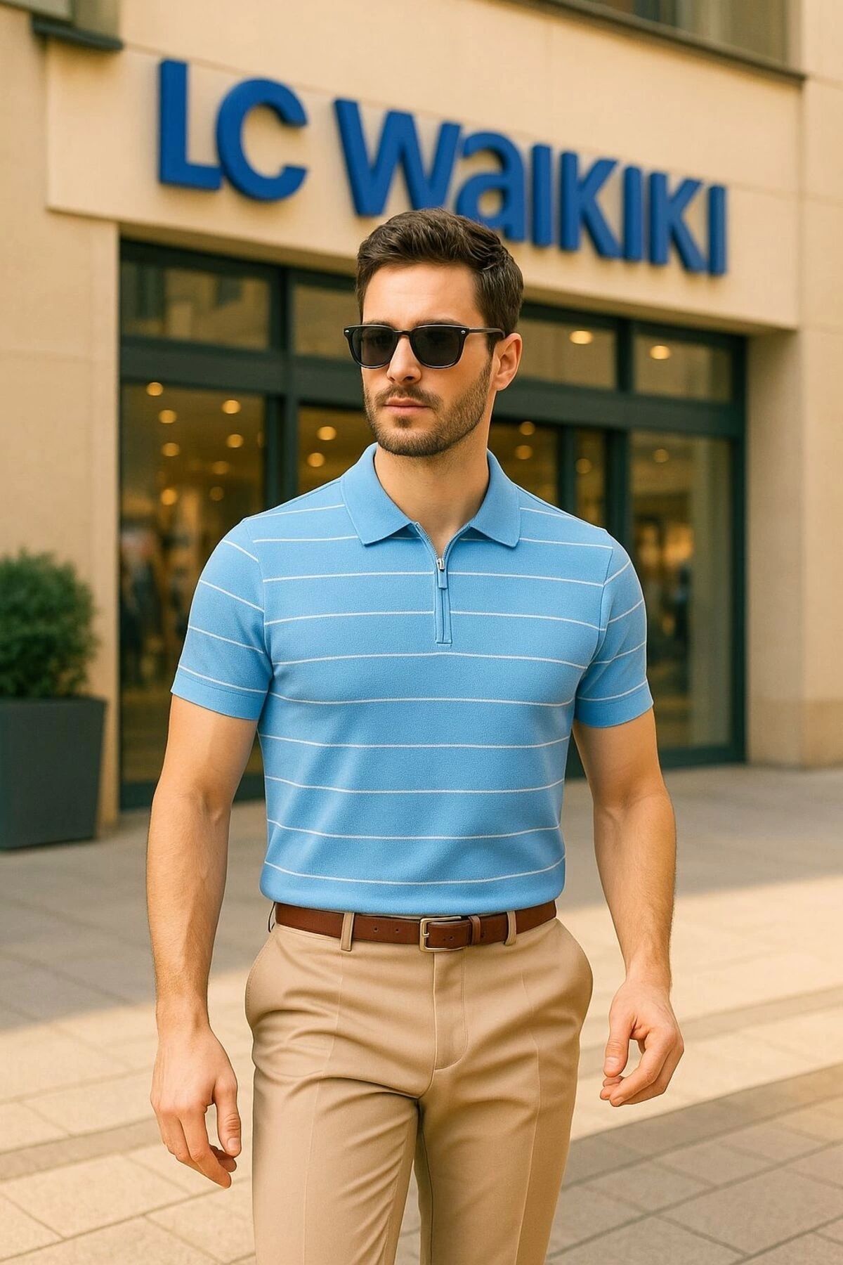 LC Waikiki 3'lü Avantajlı Paket Polo Yaka Fermuarlı Çizgili Kısa Kollu Erkek Yazlık Triko Tişört / T-shirt