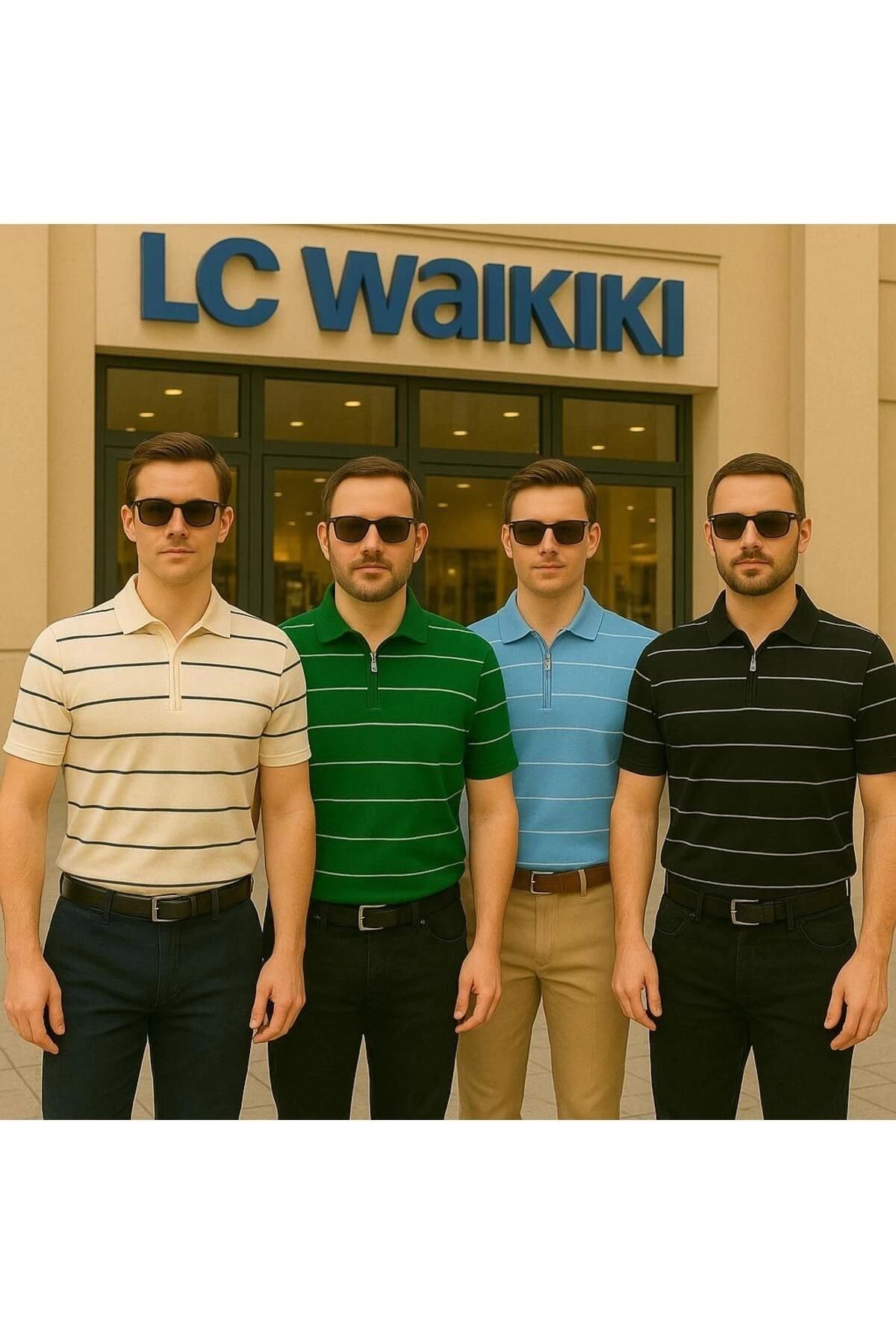 LC Waikiki 3'lü Avantajlı Paket Polo Yaka Fermuarlı Çizgili Kısa Kollu Erkek Yazlık Triko Tişört / T-shirt
