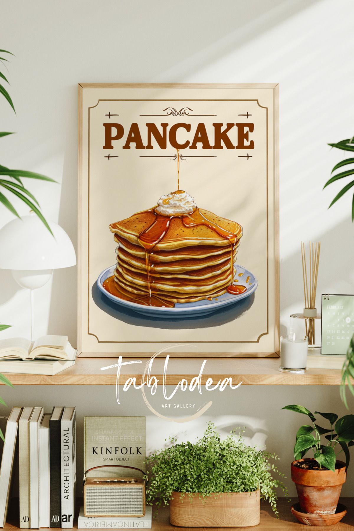 tablodea Modern Pancake Mutfak Dekoru Çerçeveli Poster Tablo, Vintage Dekoratif Minimalist Mutfak Tablosu