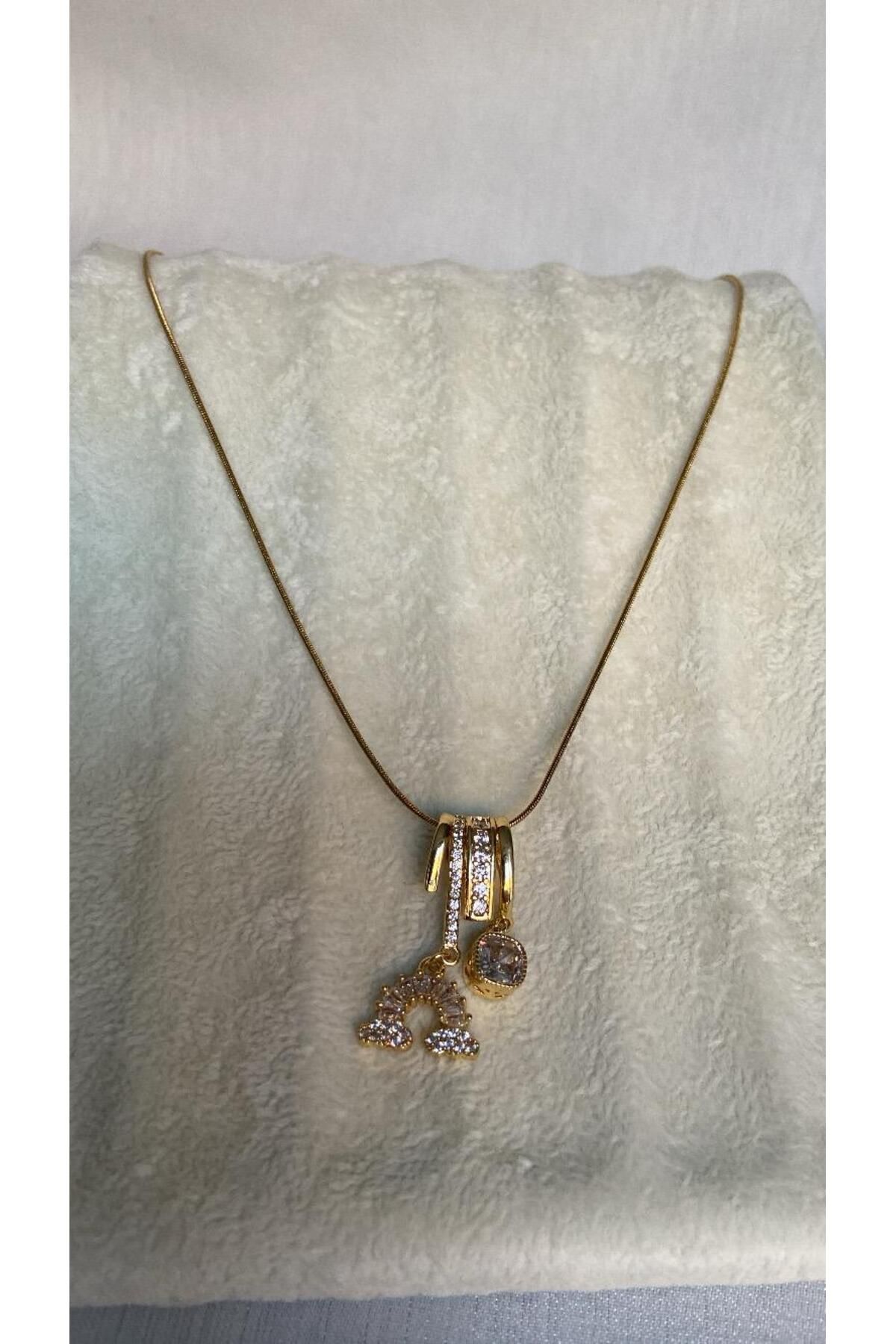 ZRN AKSESUAR KOLYE ŞIK CHARM UÇLU ÇELİK KALİTE GOLD RENK KOLYE UÇSUZDA KULLANILABİLİR