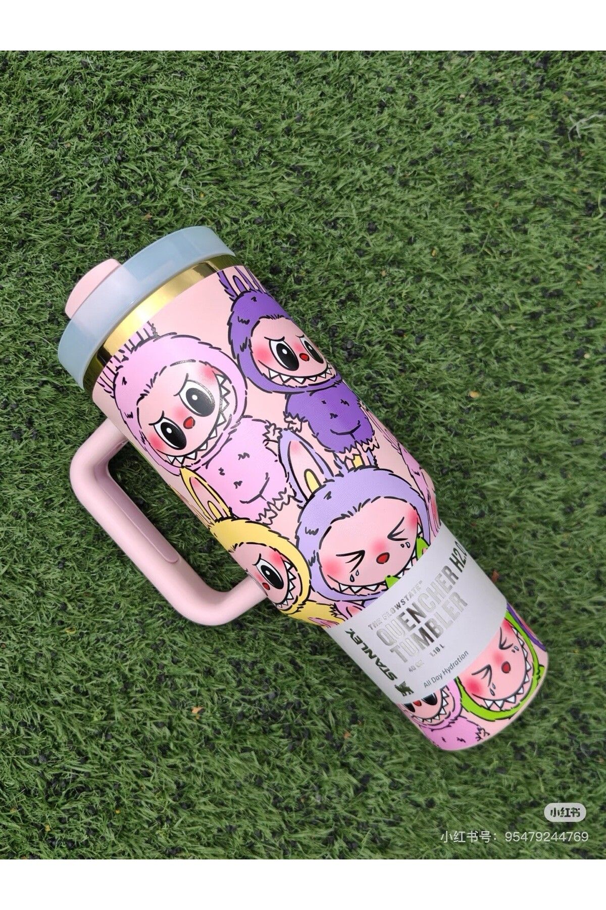 Stanley-The Monsters Labubu Macaron Custom Cup & Water Bottle With Straw & Topper NIB 4