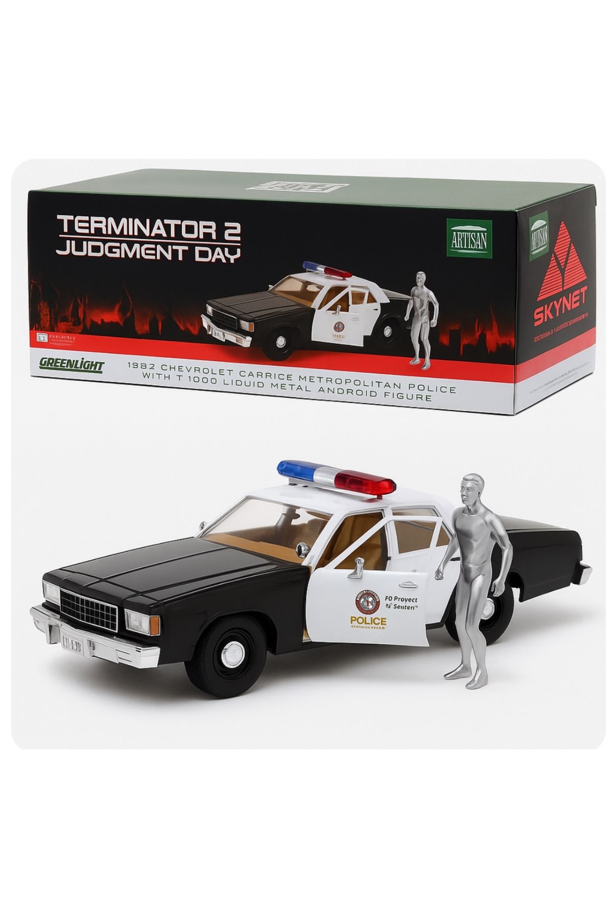 Greenlight Artisan Collection - Terminator 2: Judgment Day (1991) - 1987 Chevrolet Caprice M Model Araba